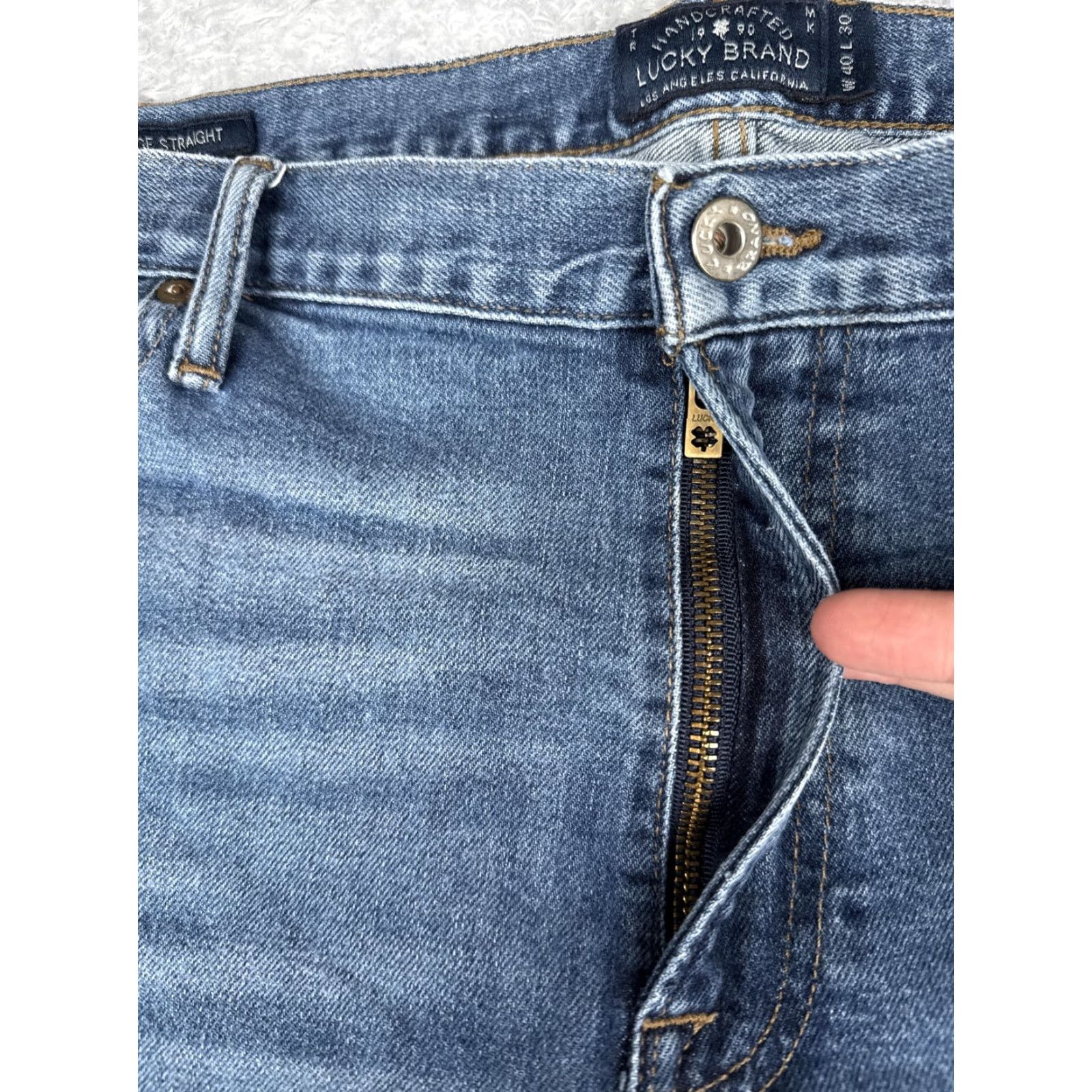 Lucky Brand Lucky Brand 363 Vintage Straight Jeans Mens 40x30 Medium Wash Denim Stretch 5-Pocket - Blue (Regular) Size US 40 / EU 56 - 5 Thumbnail