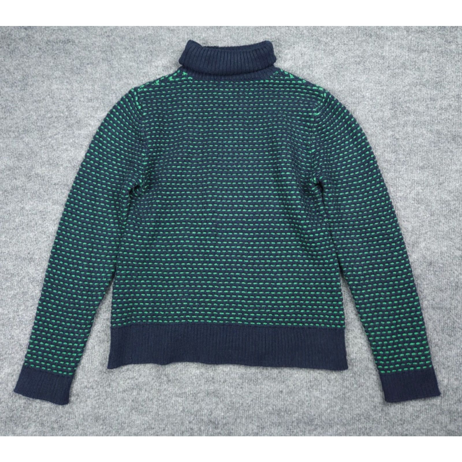 J.Crew J.CREW Turtleneck Sweater Women's XS Green Knit Ribbed Acrylic Blend Pullover Slim Long Sleeve Geometric Pattern Size XS / US 0-2 / IT 36-38 - 4 Thumbnail