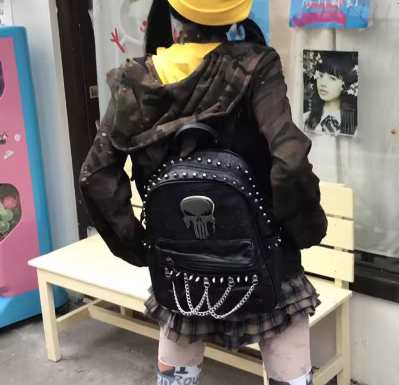 Other Skull Gothic Skeleton Black Unisex Streetwear Backpack Size ONE SIZE - 4 Thumbnail