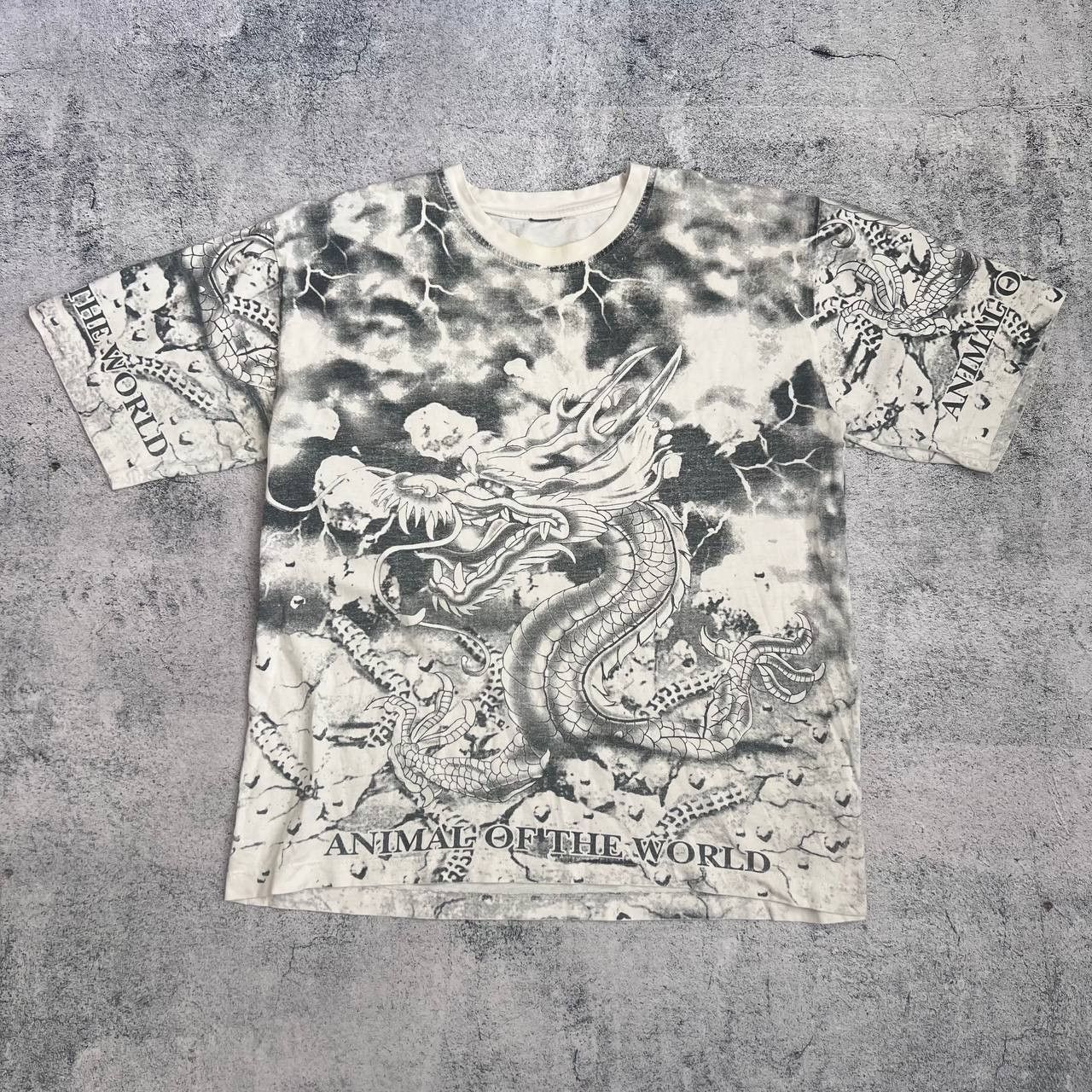 Japanese Brand × Vintage Vintage 90s Japanese Dragon White All Over Print Shirt Mens Size US XL / EU 56 / 4 - 1 Thumbnail