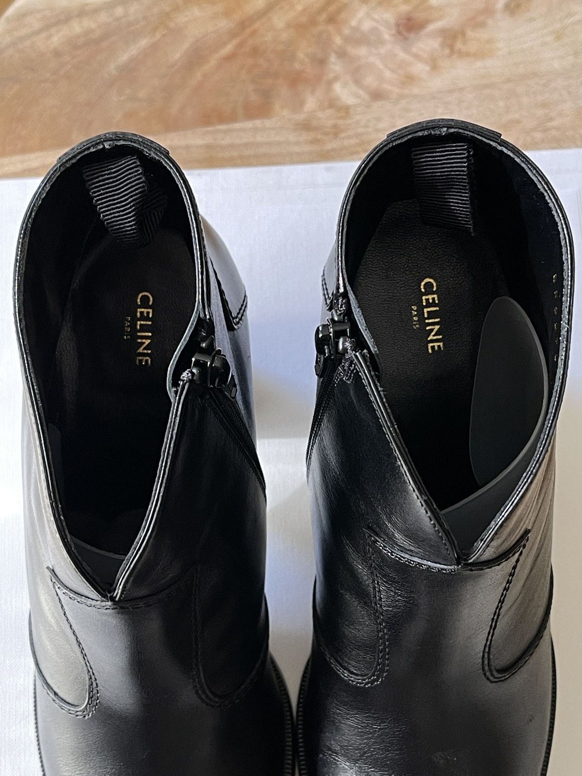 Celine × Hedi Slimane FW20 Pages 85 Zipped Boots In Shiny Calfskin Size US 8 / EU 41 - 9 Thumbnail