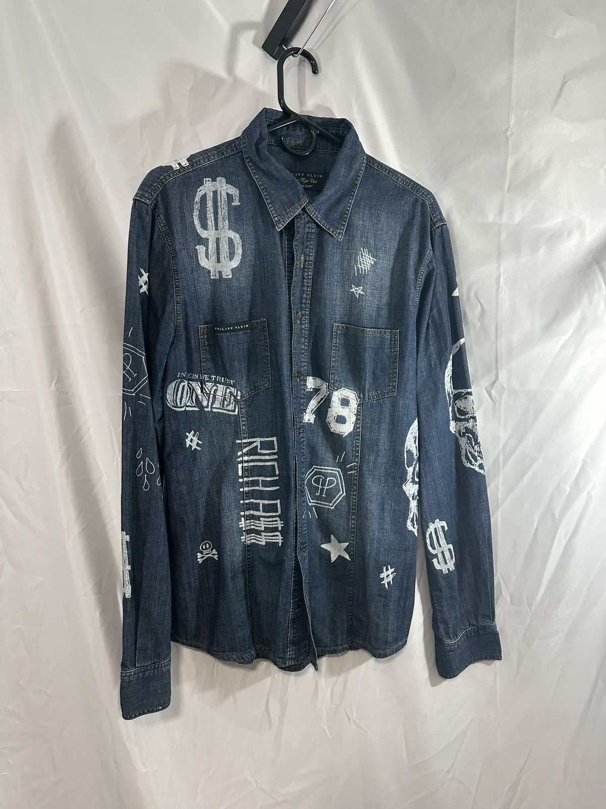 Philipp Plein Philipp Plein Denim Shirt Size US XL / EU 56 / 4 - 2 Thumbnail