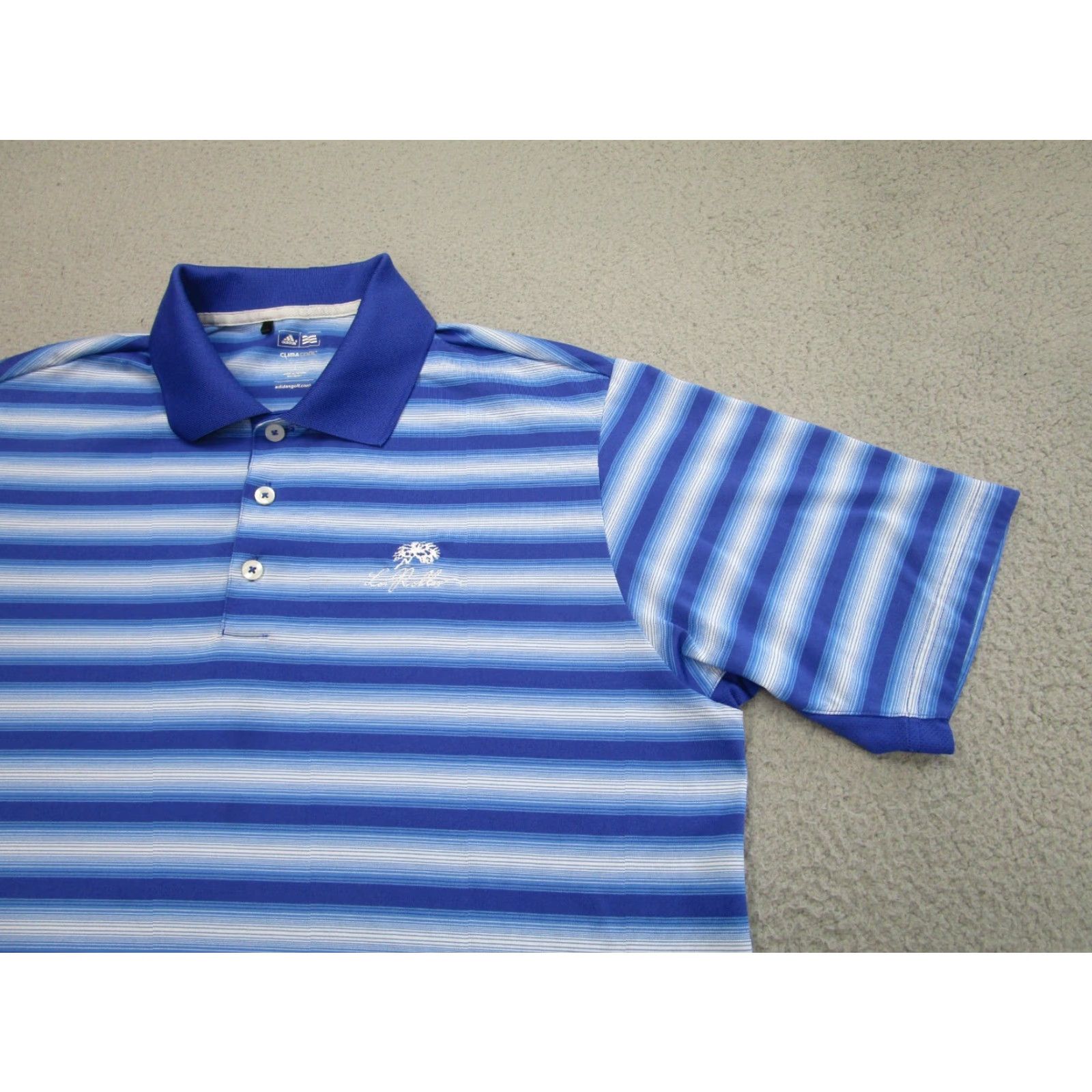 Adidas Adidas Golf Polo Shirt Mens Large Blue Striped Polo Los Robles Golf Tennis Performance Size US L / EU 52-54 / 3 - 2 Thumbnail