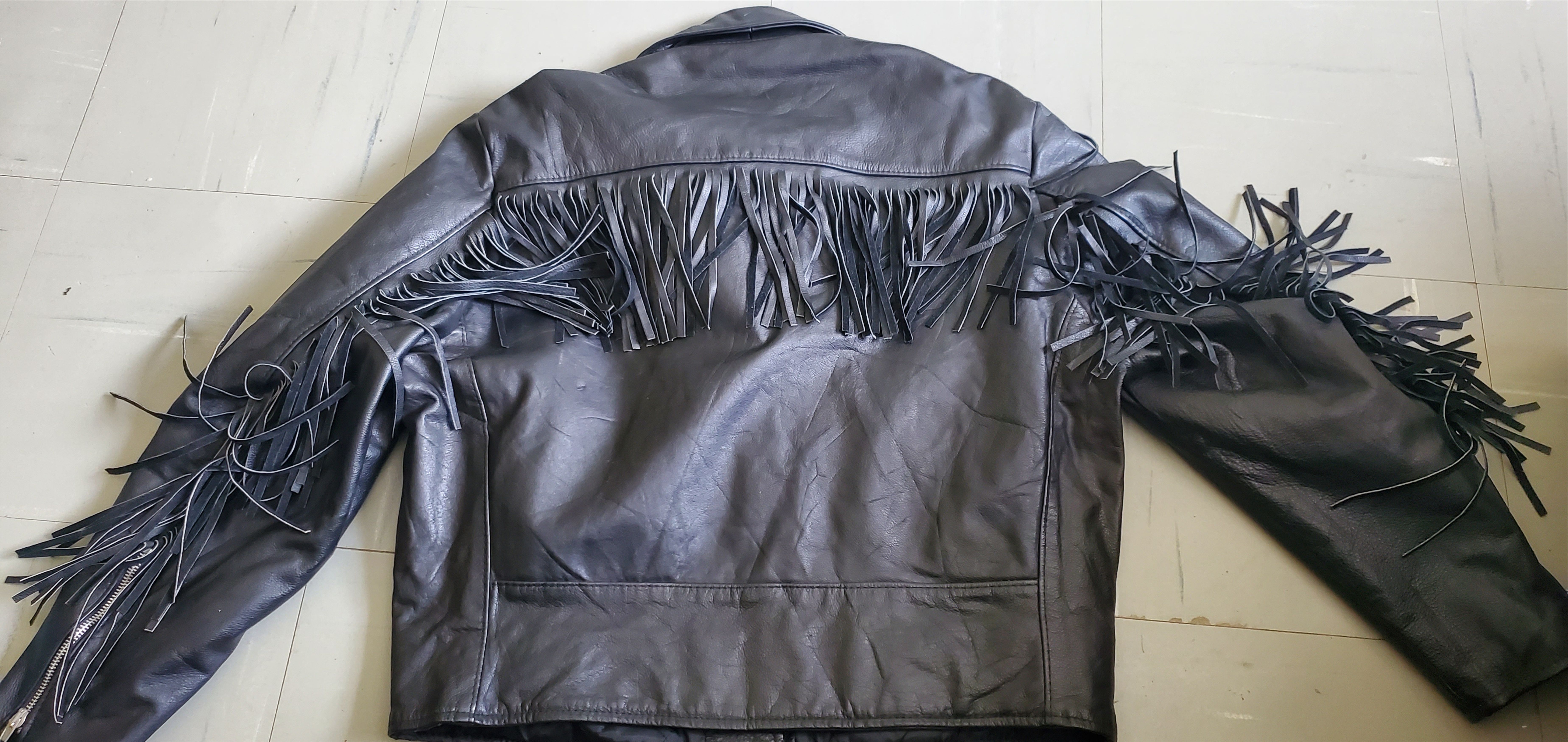 Excelled EXCELLED Black Fringe Biker Jacket Size XXL / US 16-18 / IT 52-54 - 3 Thumbnail