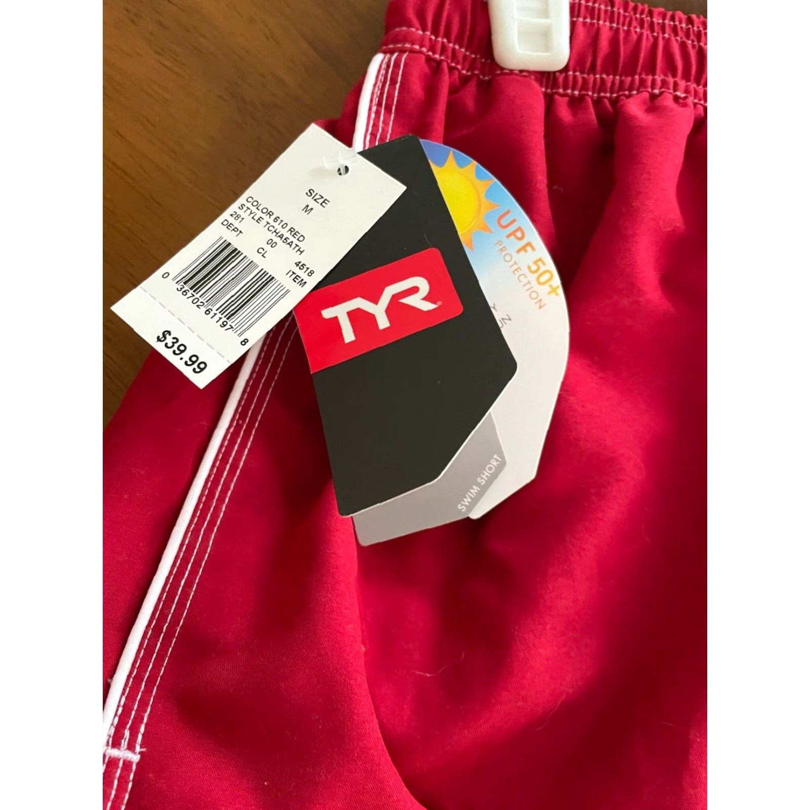 Vintage NEW TYR UPF50 Swim Trunk Red Size Medium Swim Suit Shorts Lined NWT Size US 33 - 3 Thumbnail