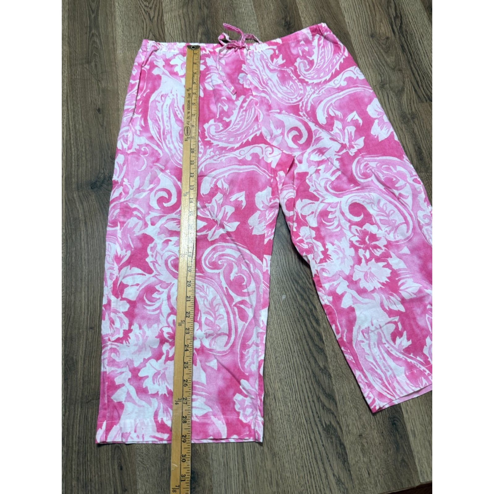 Chaps CHAPS Outfit Women's Medium Pink White Long Sleeve Button Up Shirt Capris Pants Pajamas PJs Size M / US 6-8 / IT 42-44 - 7 Thumbnail