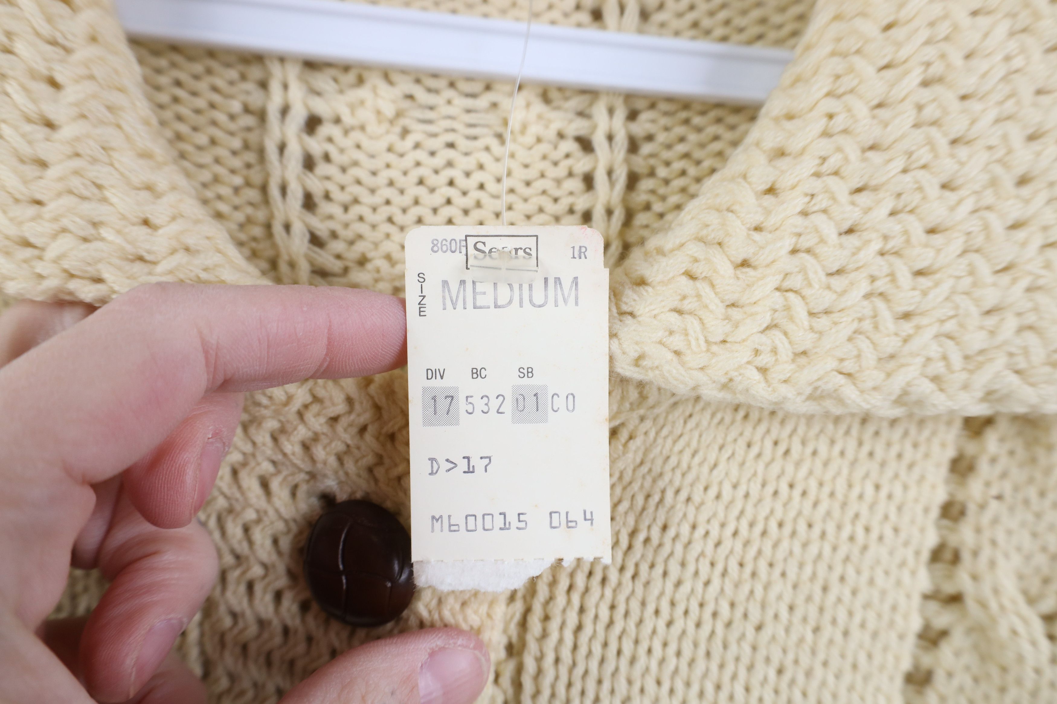 Vintage Deadstock Vintage 60s 70s Fisherman Knit Cardigan Sweater Size M / US 6-8 / IT 42-44 - 6 Thumbnail