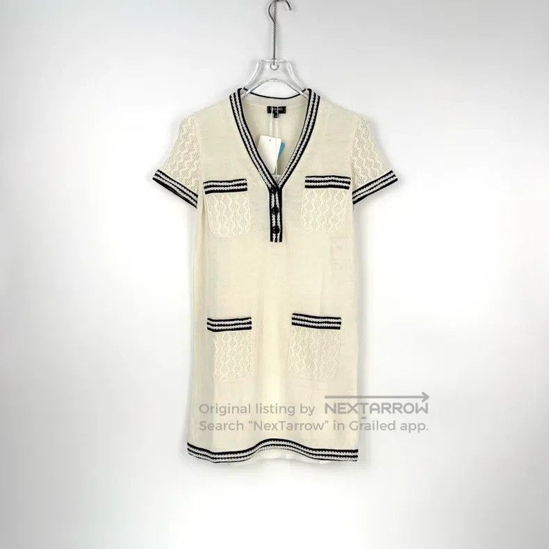 Chanel Chanel Beige mulberry silk knitted short-sleeved dress Size XXS / US 00 / IT 34 - 3 Thumbnail