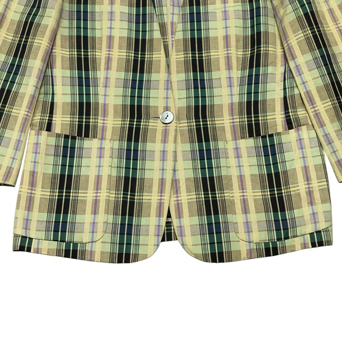 Burberry Vintage 90s Burberrys’ Japan Checkered Cotton Linen Blazer Size M / US 6-8 / IT 42-44 - 8 Thumbnail