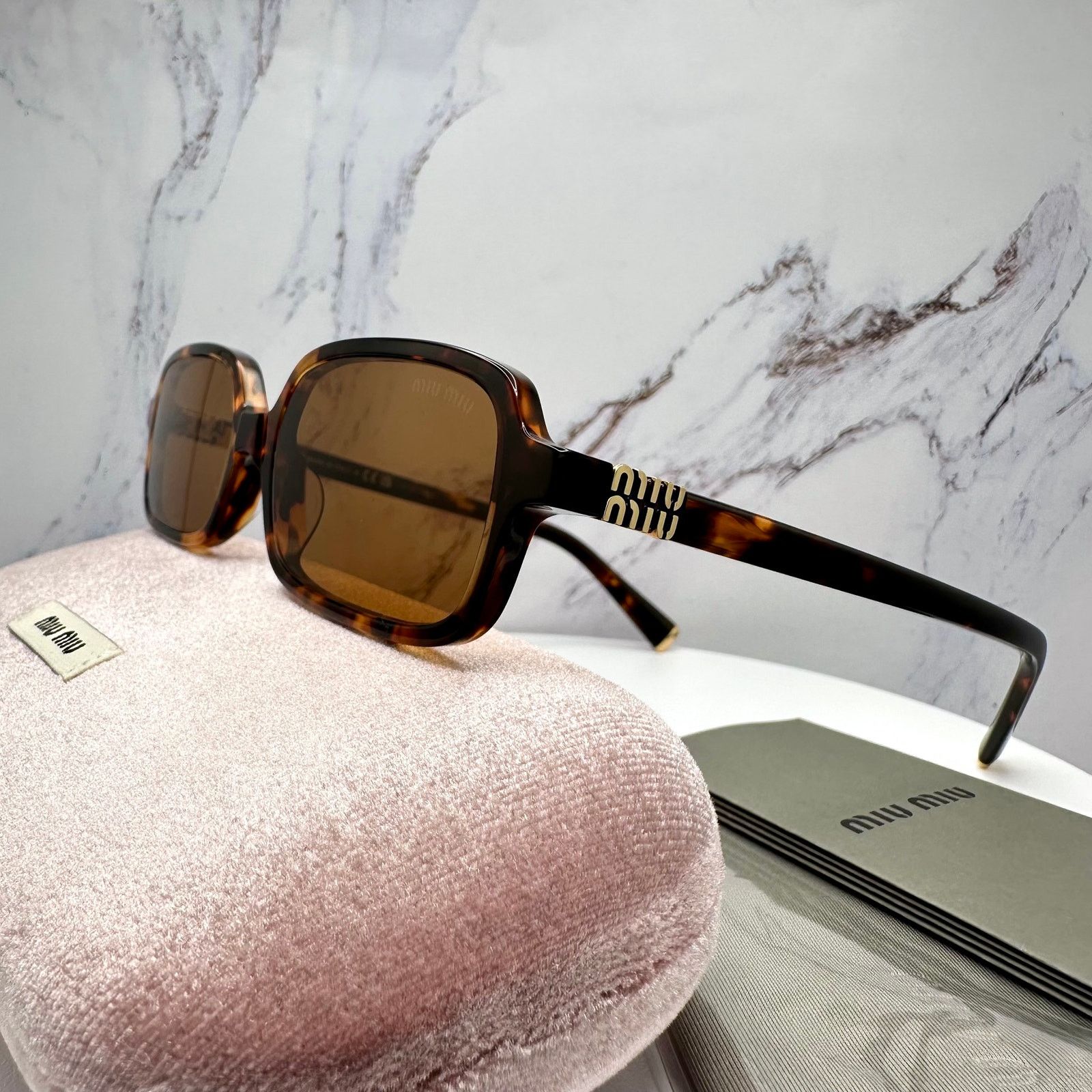 Miu Miu New MIU MIU Sunglasses Brown Tortoise Slim Acetate Authentic Size ONE SIZE - 2 Thumbnail