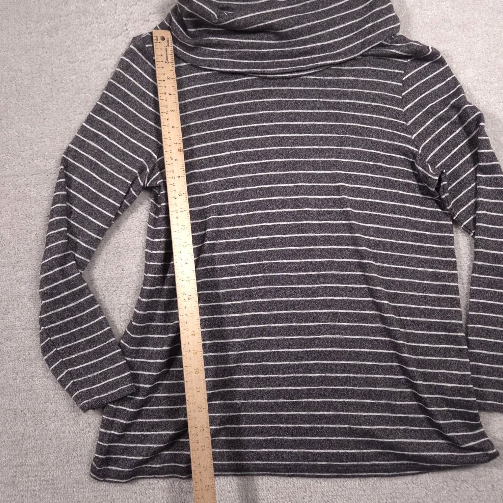 Vintage Chico's Shirt Womens Gray Stripe Cowl Neck Long Sleeve Tunic Top Stretch Size XS / US 0-2 / IT 36-38 - 5 Thumbnail
