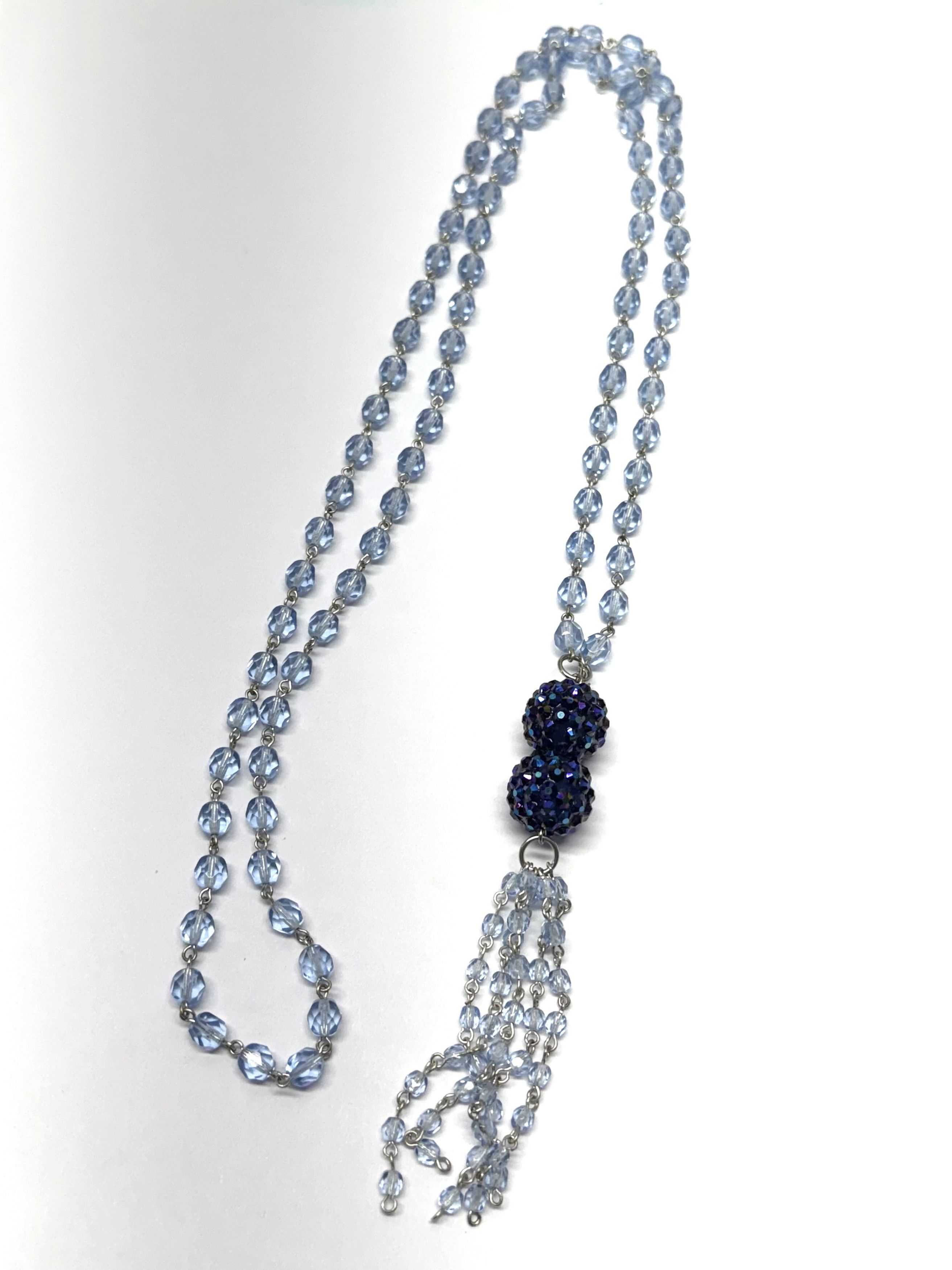 Vintage Vintage blue crystal beaded rhinestone tassel necklace Size ONE SIZE - 3 Thumbnail