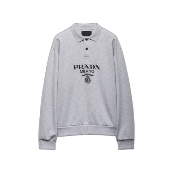 Prada Prada Gray Logo Polo Sweatshirt Size S-2506 Size US S / EU 44-46 / 1 - 1 Thumbnail