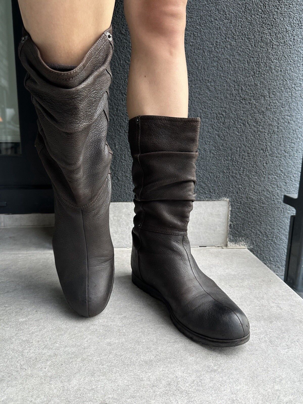 Prada Prada Womens Brown Leather Mid-calf Boots Size 38.5 Size US 8.5 / IT 38.5 - 7 Thumbnail