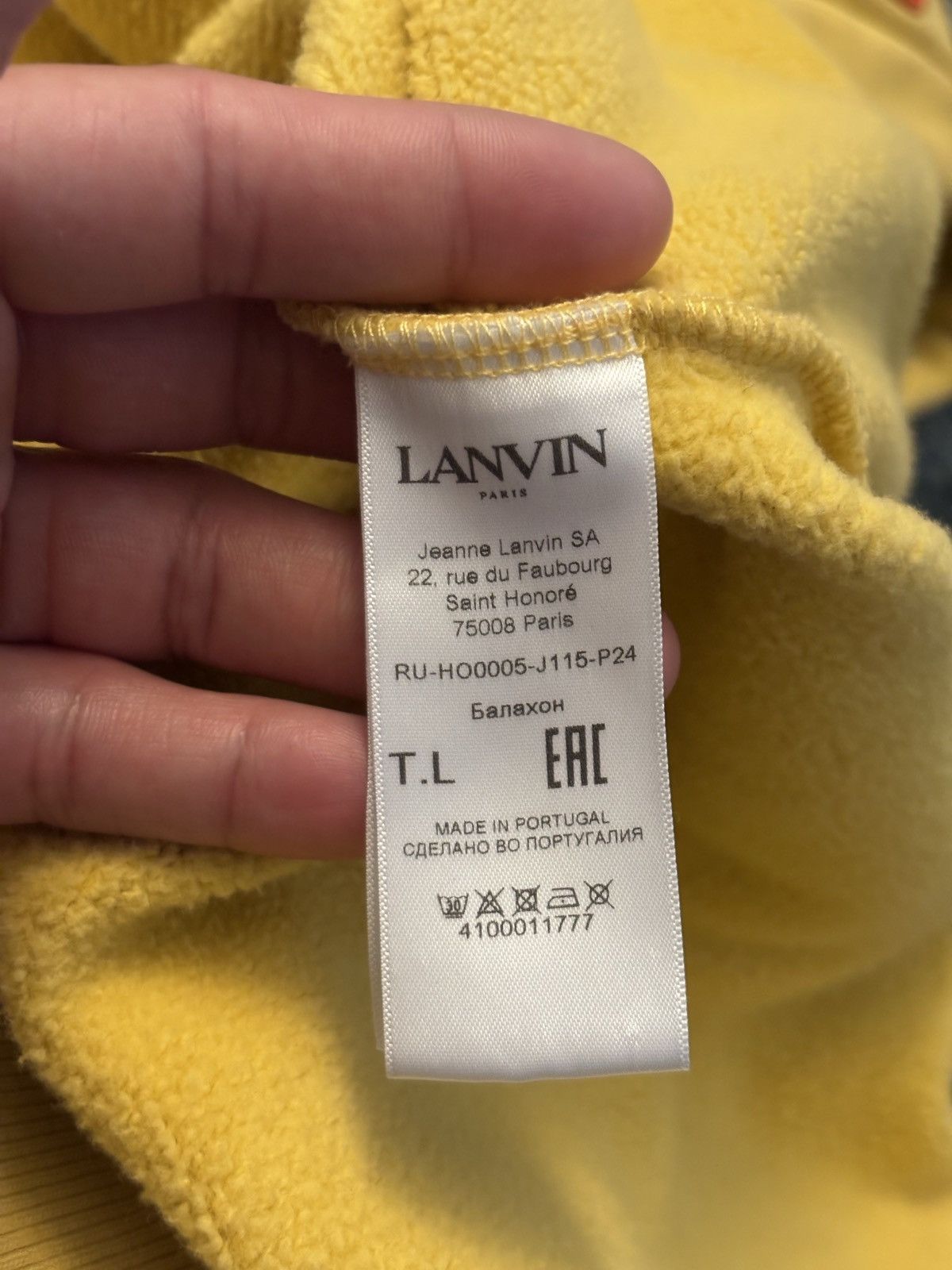 Lanvin Lanvin Embroidered Yellow Hoodie Size Large Flawless Size US L / EU 52-54 / 3 - 7 Thumbnail