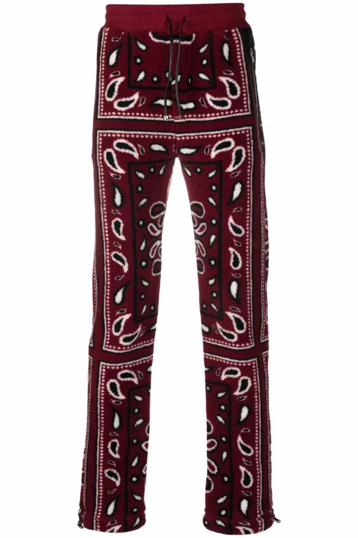 Amiri o1wfsh0625 Bandana Paisley Fleece Trousers in Red Size US 28 / EU 44 - 1 Thumbnail