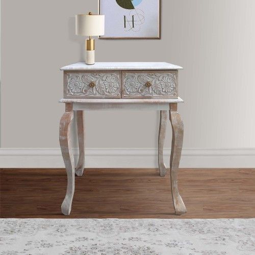 Designer × Homemade 2 Drawer Mango Wood Console Table with Floral Carved Front, Size US L / EU 52-54 / 3 - 3 Thumbnail