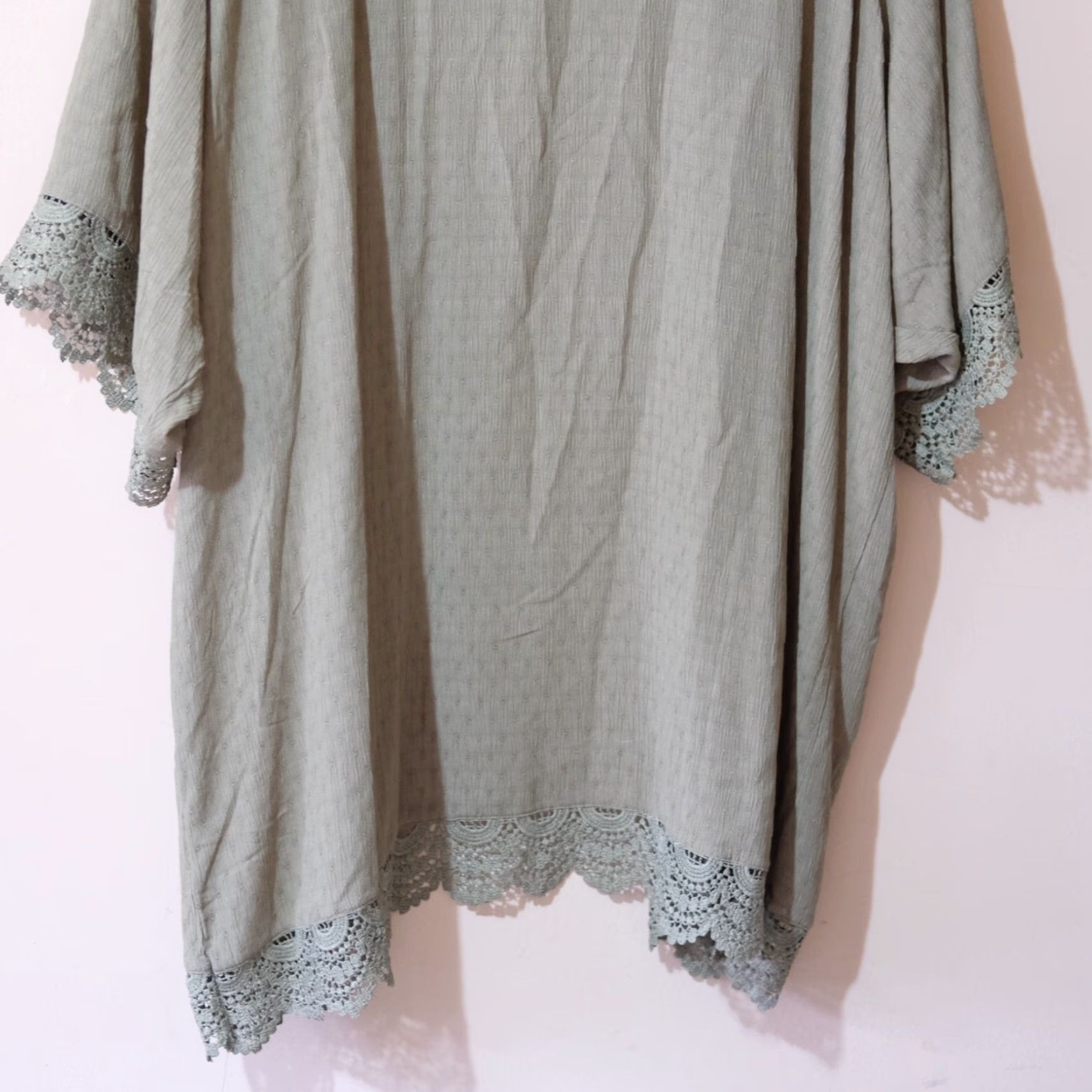 Vintage Maurices Open Front Cardigan 3/4 Sleeve Lace Trim Green Size 1 #H4-28 Size XS / US 0-2 / IT 36-38 - 6 Thumbnail