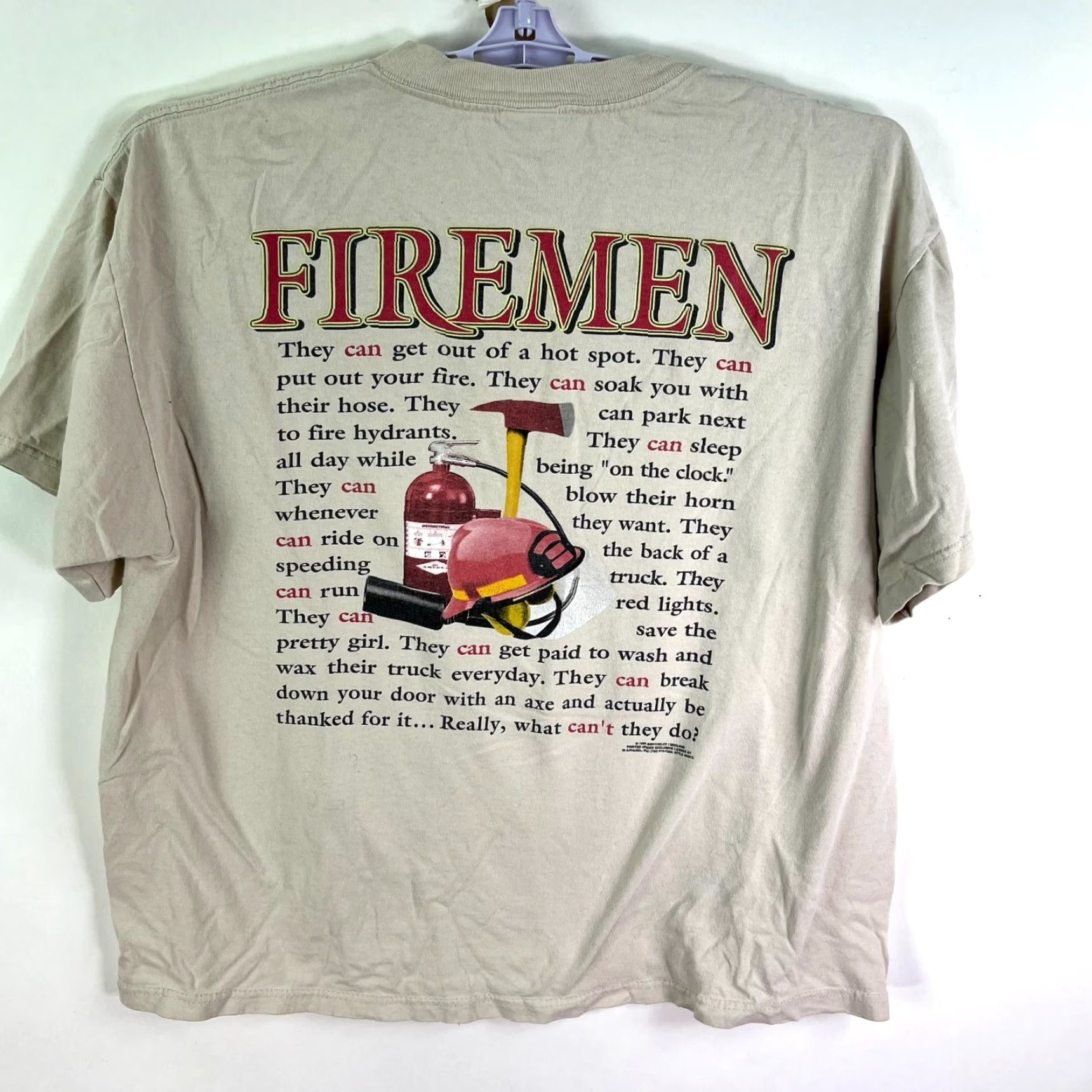 Delta VINTAGE Delta Pro Weight T-Shirt Men XL Gray Spider-Man Firemen What Can’t They Do? 90s Theme Size US XL / EU 56 / 4 - 7 Thumbnail