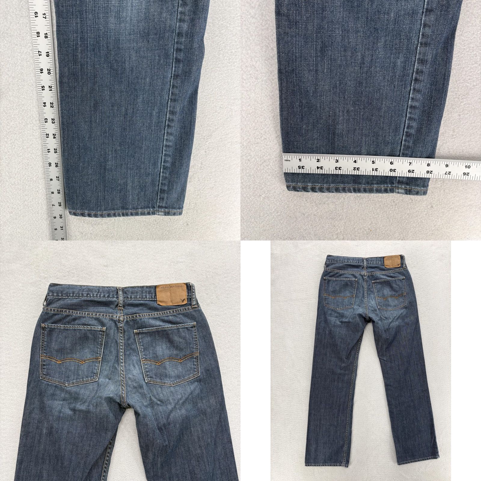 Vintage American Eagle Original Straight Jeans Mens 29x30 Blue Medium Wash Denim Grunge Size US 29 - 8 Thumbnail