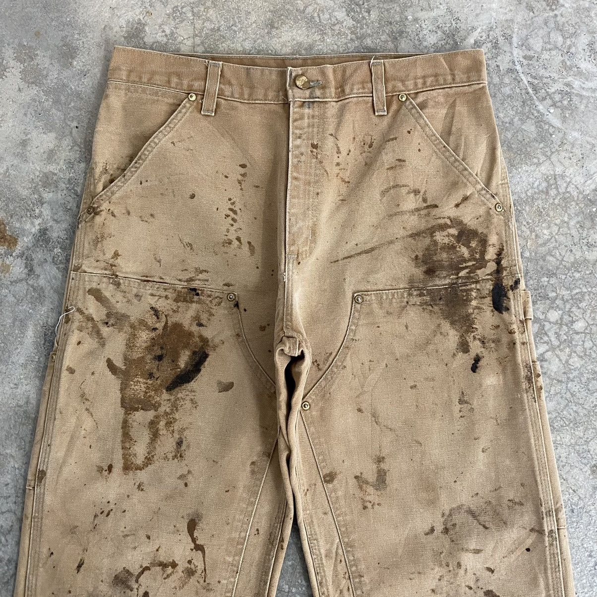Carhartt VTG Carhartt Double Knee Faded Tan Dirty Carpenter Pants Size US 31 - 4 Thumbnail