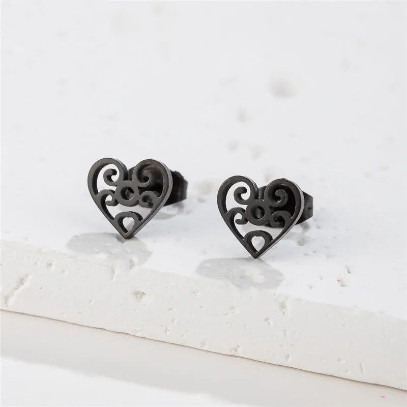 Jewelry Fashion Heart Mini Stud Earrings Charm Earring Gift Size ONE SIZE - 1 Preview