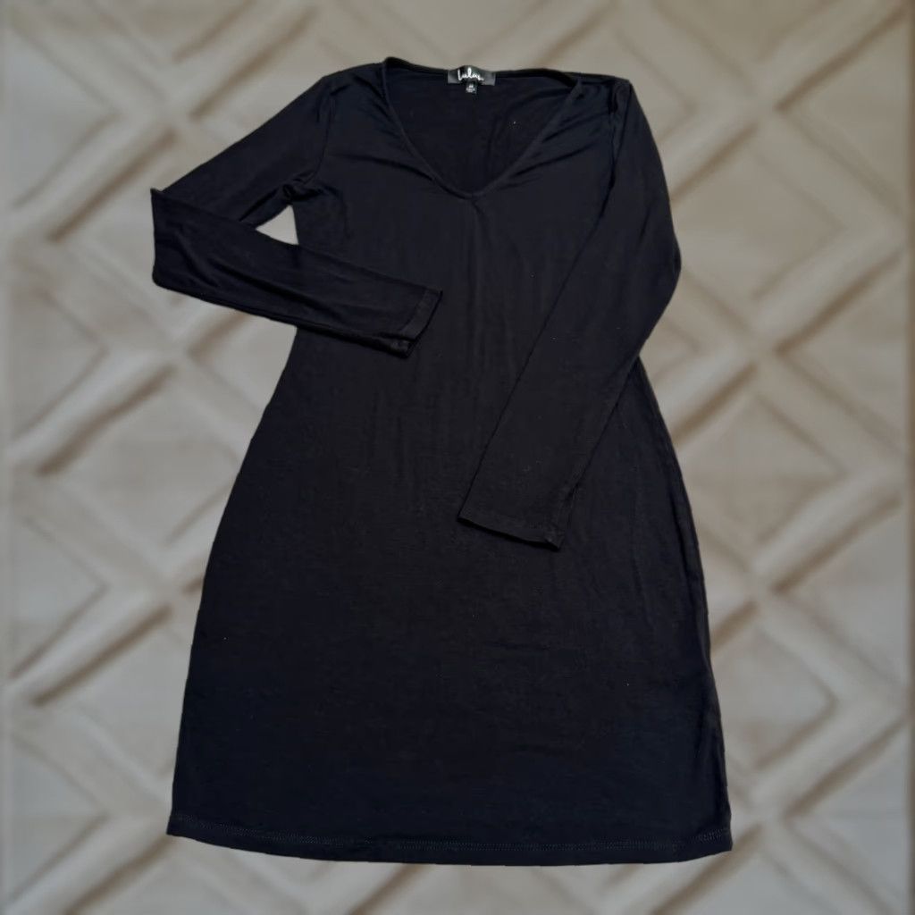 Lulus Lulus Black Long Sleeve V-Neck Pencil Dress Womens Medium Stretch Size M / US 6-8 / IT 42-44 - 1 Thumbnail