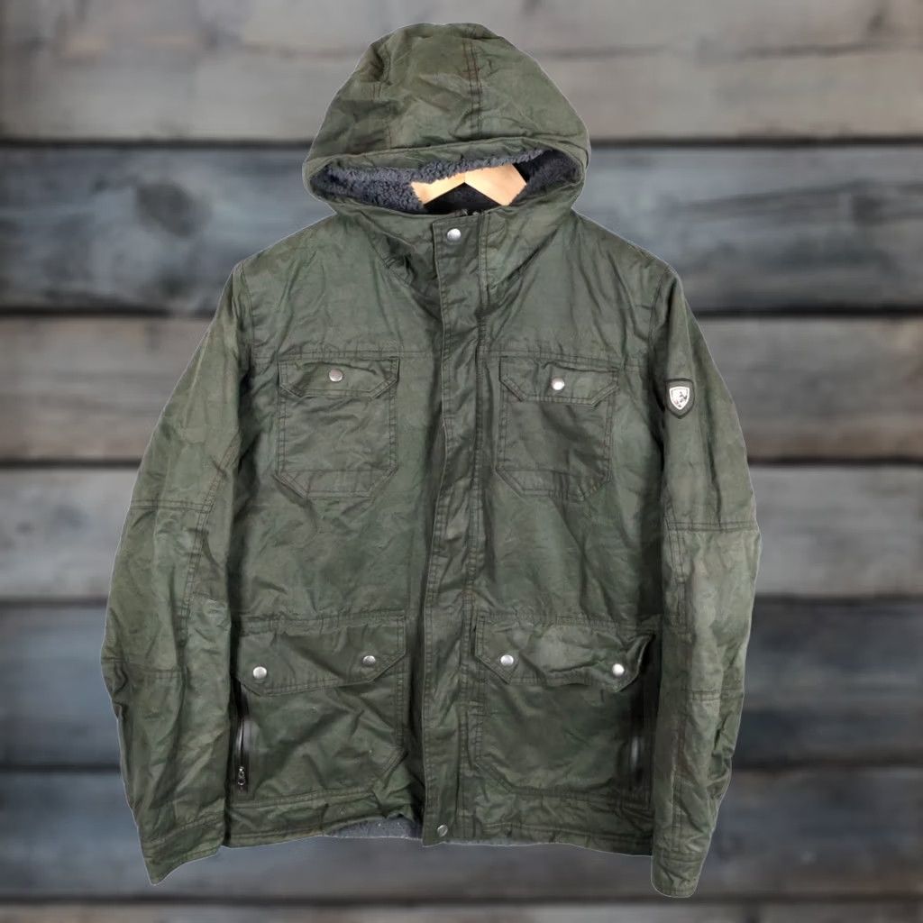 Vintage Kuhl Projekt Jacket Women's Large Green Sherpa Lined Zip Up Hooded Military Jacket Size L / US 10 / IT 46 - 1 Thumbnail