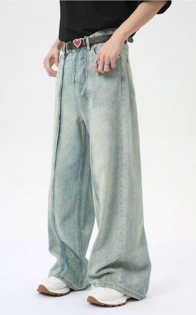 Designer × Japanese Brand Vintage light blue patchwork straight wide-leg jeans Size US 32 / EU 48 - 6 Thumbnail