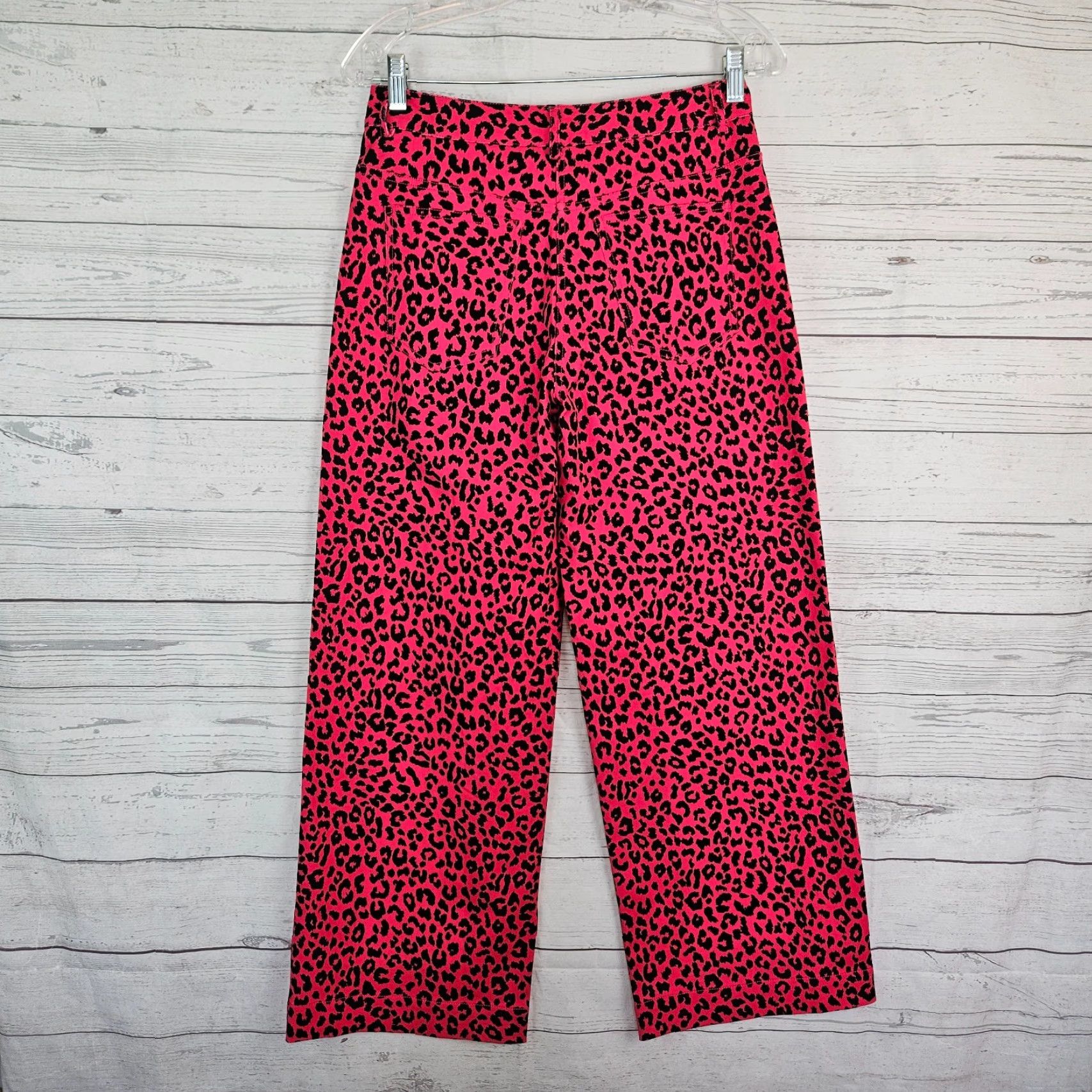Adam Lippes Adam Lippes Womens Wide-Leg Ankle Pants Sz 4 Pink Black Animal Print Size 27" / US 4 / IT 40 - 3 Thumbnail