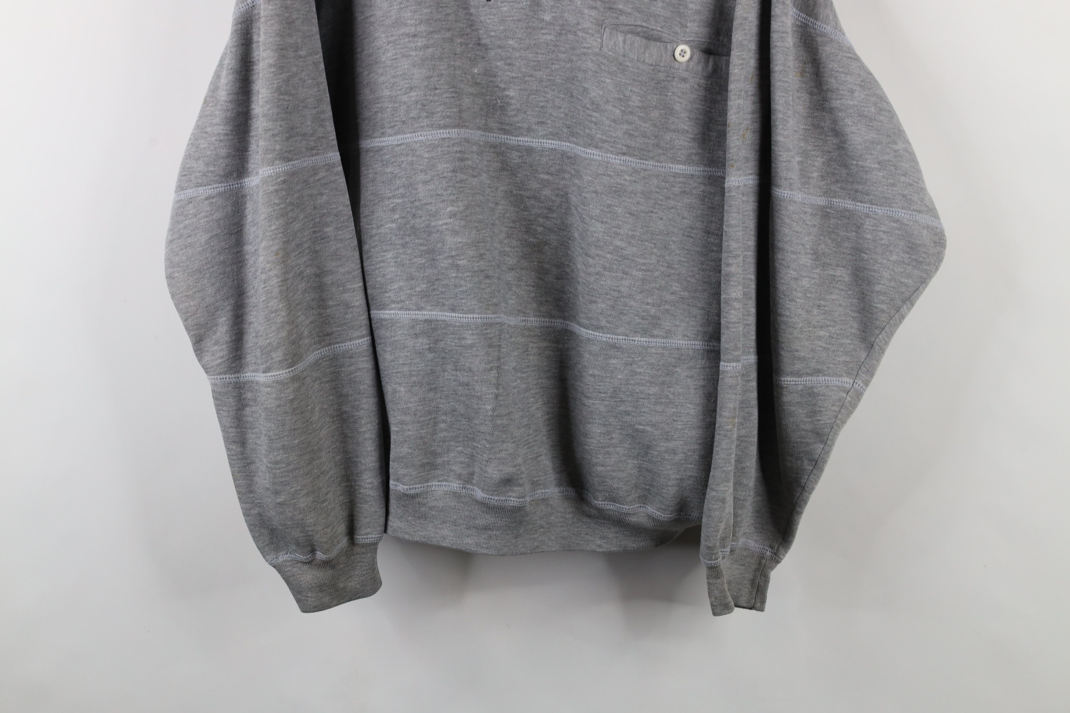 Vintage Vintage 90s Streetwear Striped Collared Pullover Sweatshirt Size US L / EU 52-54 / 3 - 3 Thumbnail