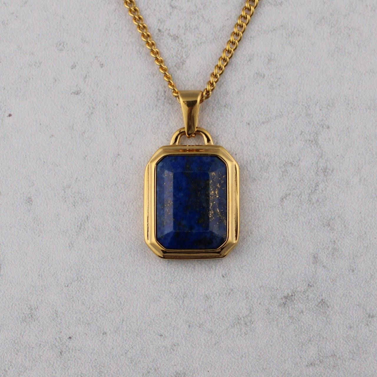 Jewelry Gold Lapis Lazuli Pendant Necklace Size ONE SIZE - 4 Thumbnail