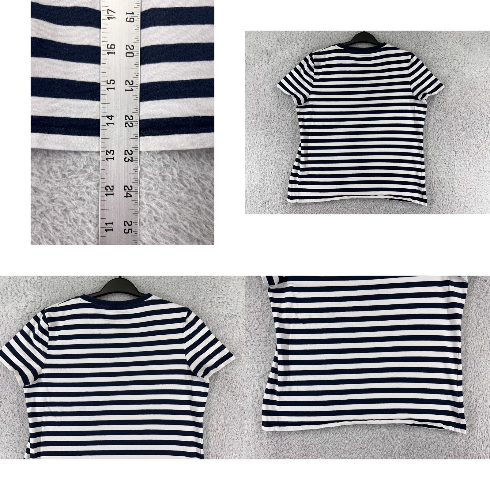 Tommy Hilfiger Tommy Hilfiger Shirt Womens Extra Large Blue Striped Petite Heart Embroidered Size XL / US 12-14 / IT 48-50 - 9 Thumbnail