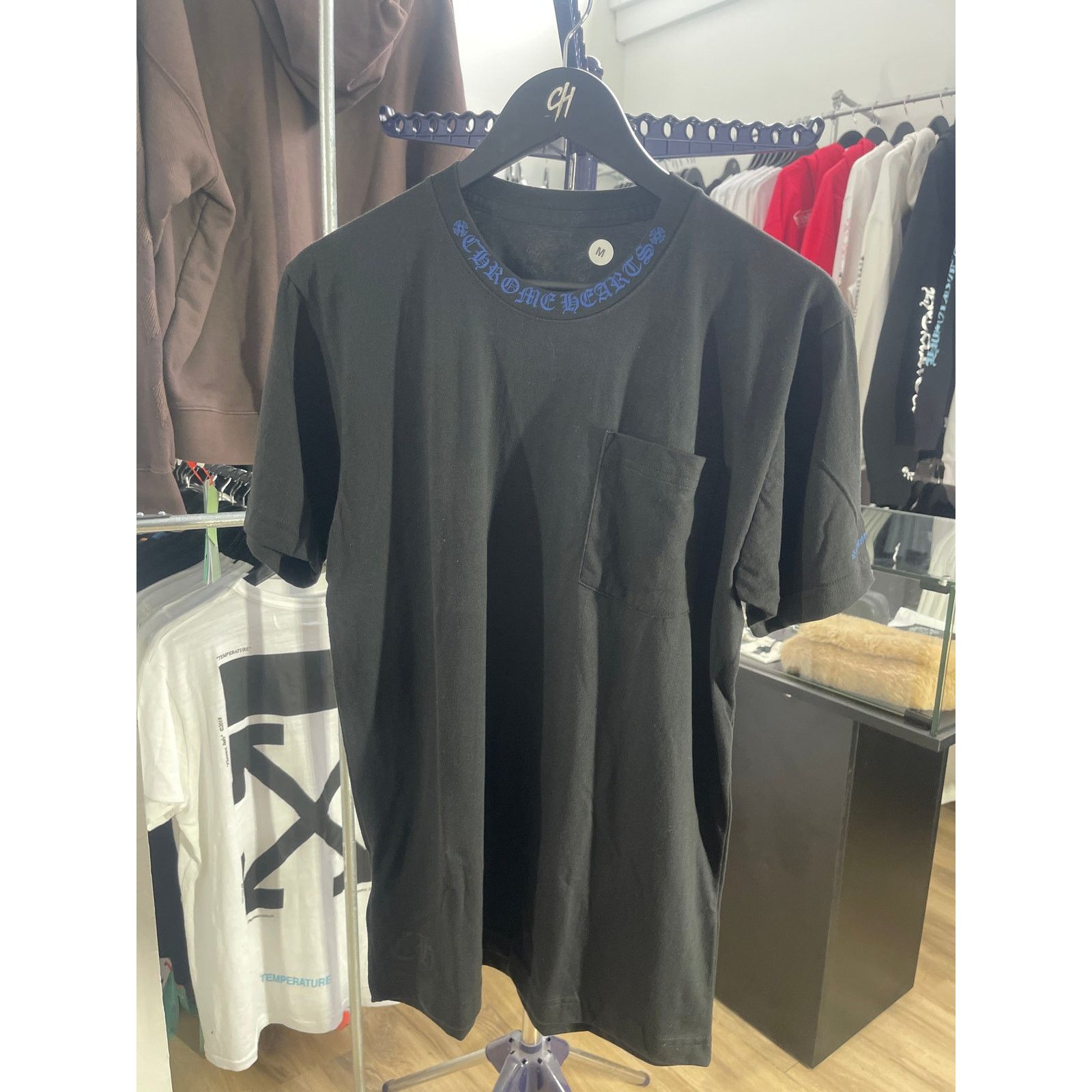 Chrome Hearts Chrome Hearts Blue Neck Logo Black S/S T-Shirt - Size Medium Size US M / EU 48-50 / 2 - 3 Thumbnail