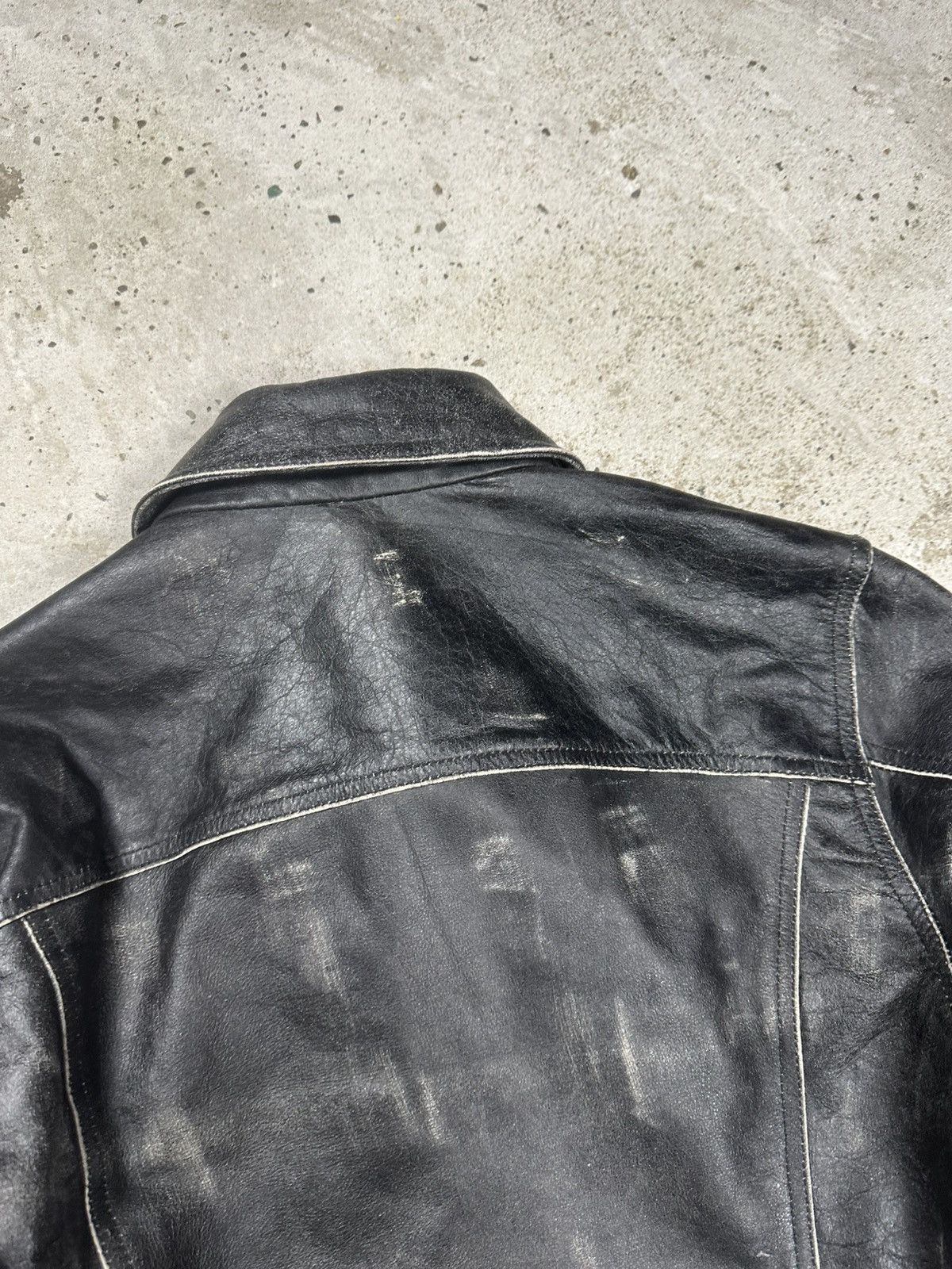 Just Cavalli Cavalli 2000s Eroded Brut Archive Leather Trucker Jacket Size M / US 6-8 / IT 42-44 - 18 Thumbnail