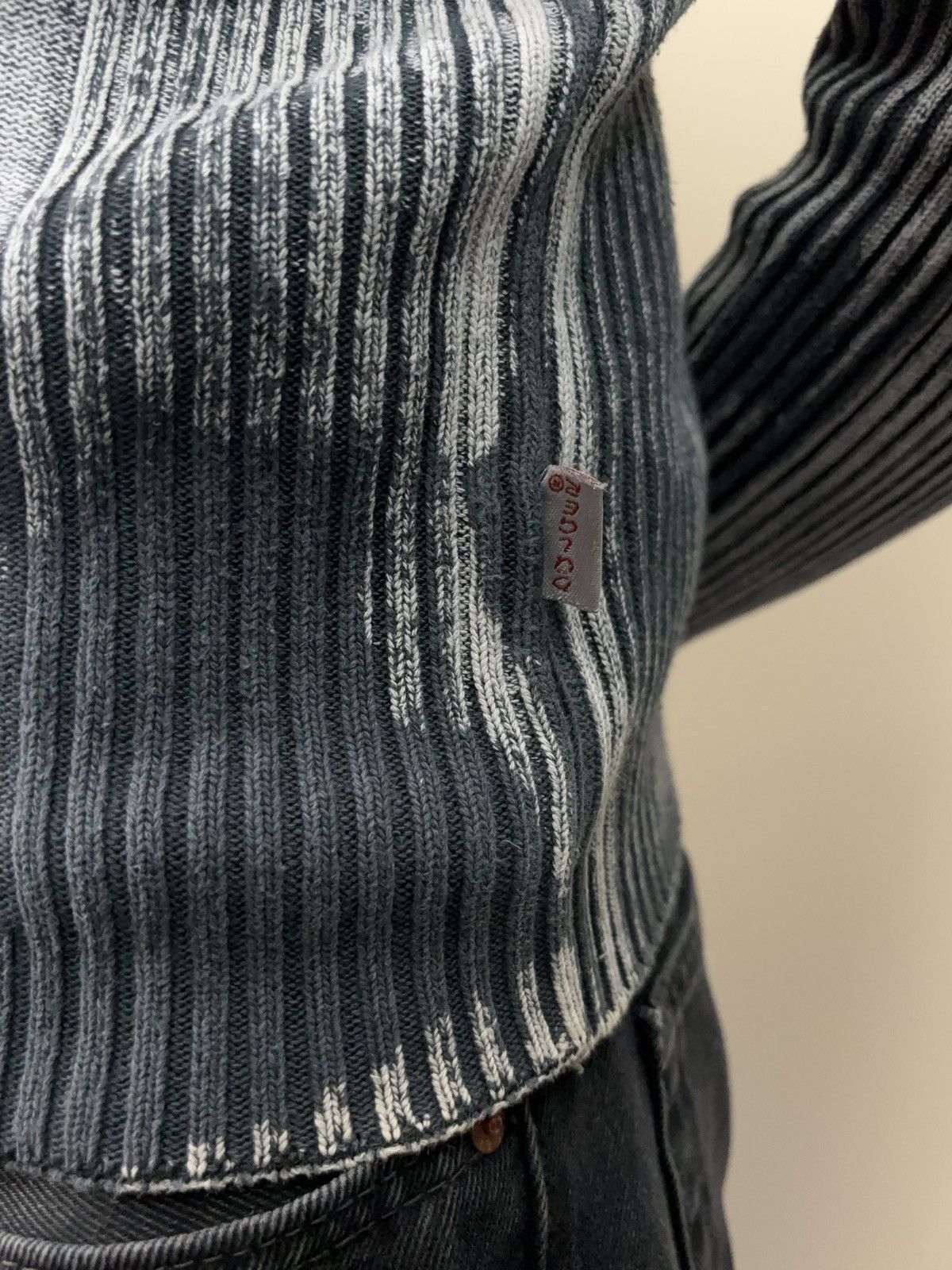 Vintage Avant Garde Zip Up Vintage Washed Knit Sweater Pullover Size US L / EU 52-54 / 3 - 8 Thumbnail