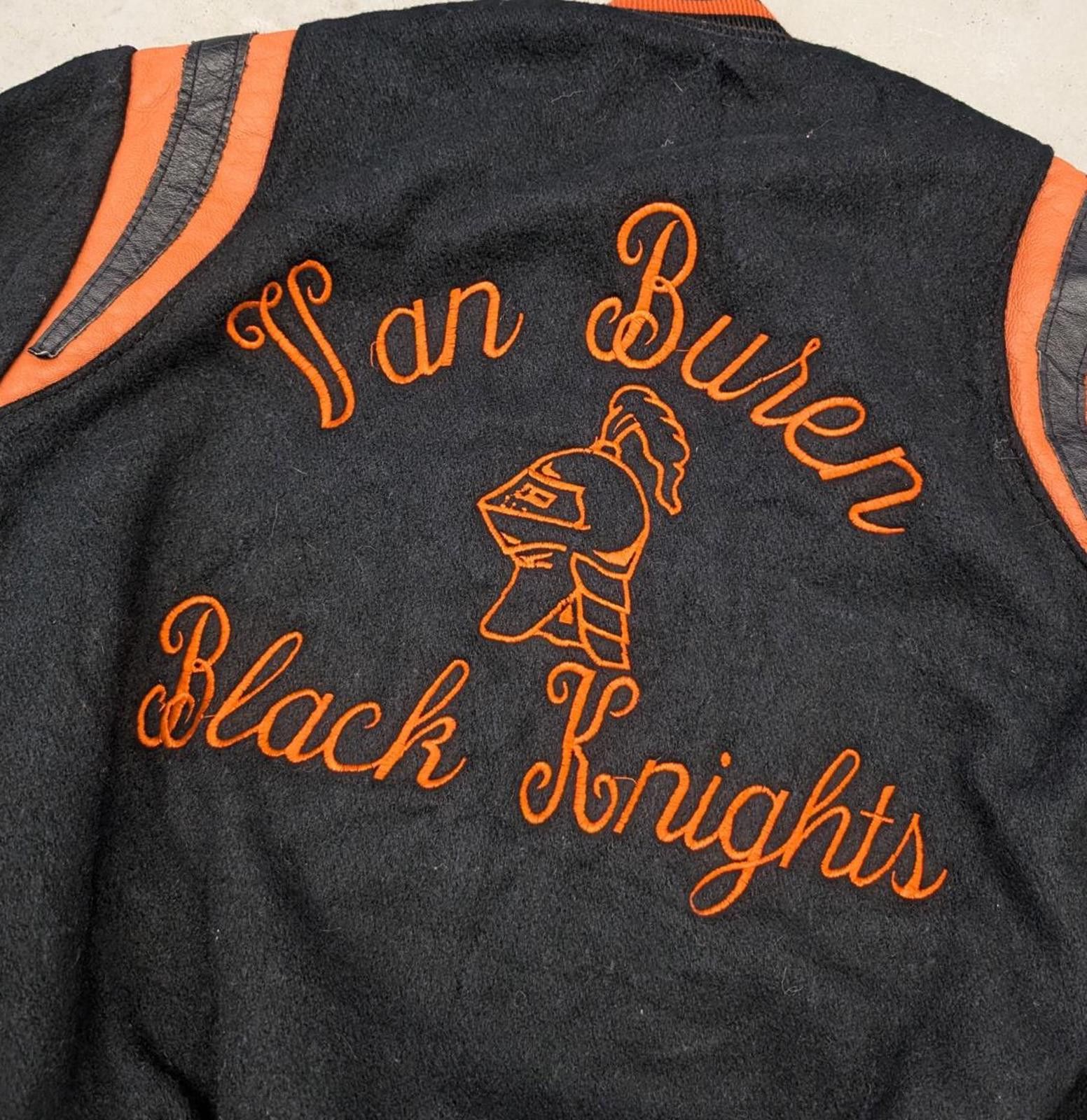 Vintage Vintage 90s Van Buren Black Knights Holloway Varsity Jacket Size US M / EU 48-50 / 2 - 2 Thumbnail
