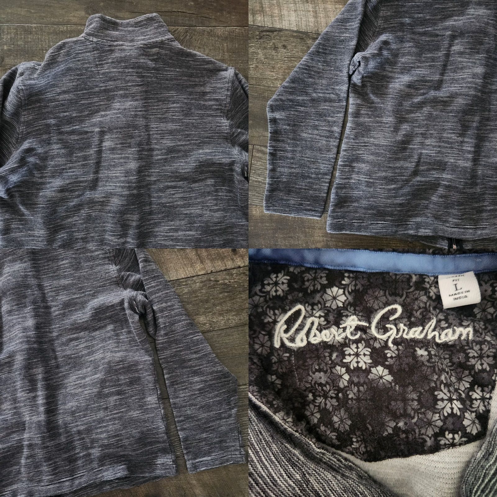 Robert Graham Robert Graham Full Zip Sweater Mens Large Gray Ribbed Knit Lightweight Jacket Size US L / EU 52-54 / 3 - 8 Thumbnail