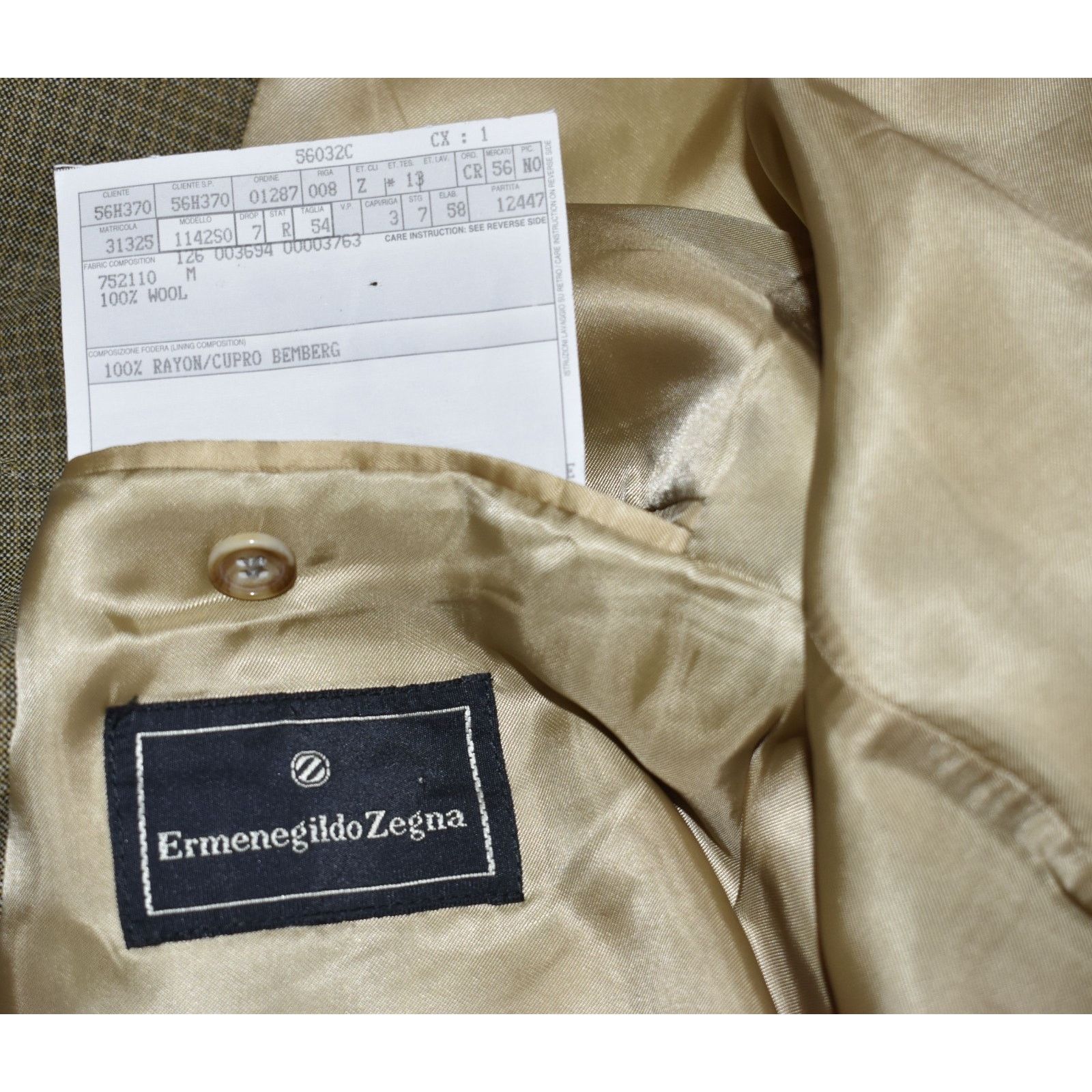 Ermenegildo Zegna ERMENEGILDO ZEGNA Beige 3 Button Fine Worsted Blazer Size 54 Size 54R - 7 Thumbnail