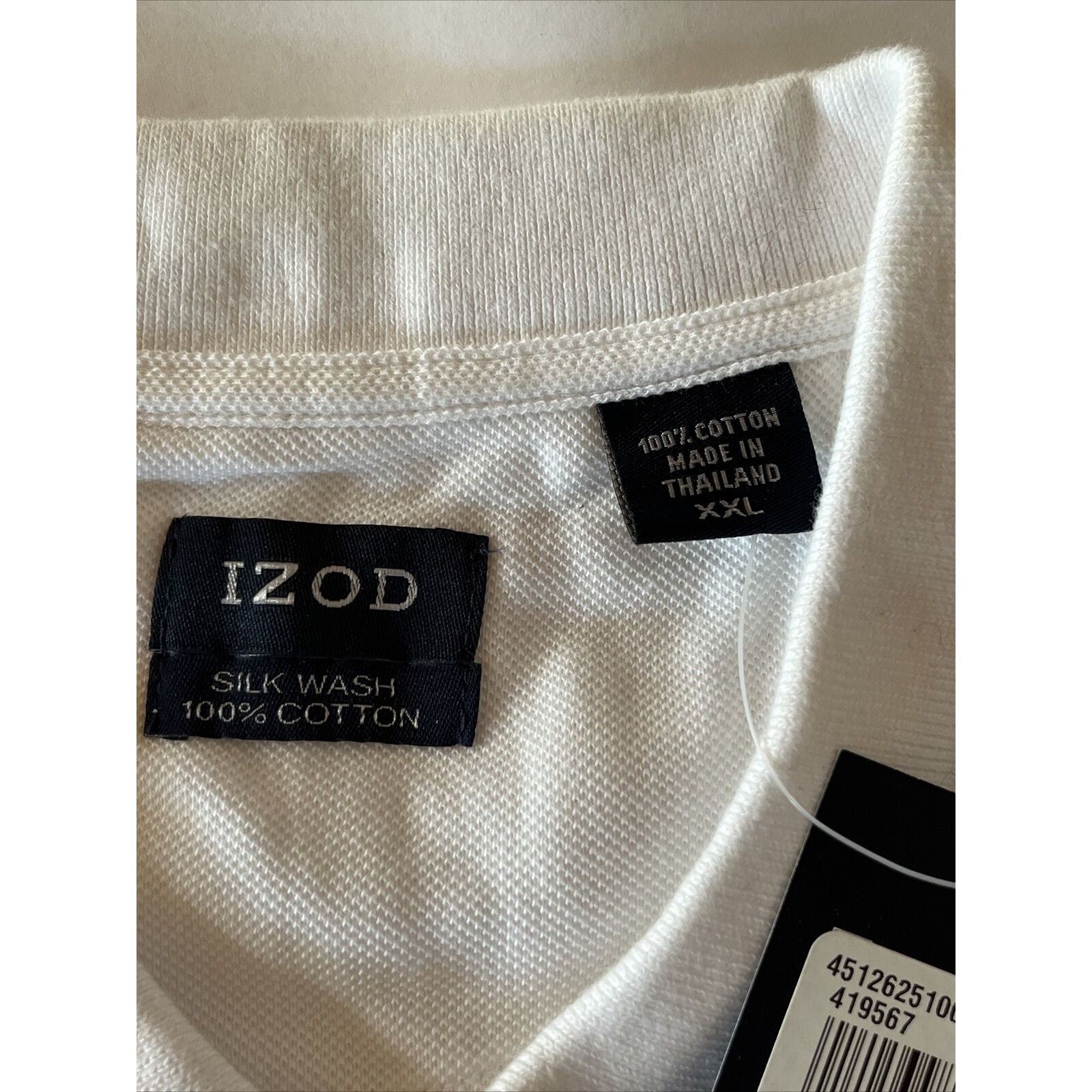 Izod Izod Men Silk Wash Polo Shirt Size XXL White Solid SS Cotton Size US XXL / EU 58 / 5 - 3 Thumbnail