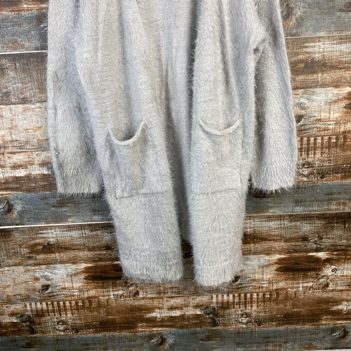 Homespun Knitwear DL Khalita Gray Cardigan Fur shaggy Knitwear #C1095 Size XL / US 12-14 / IT 48-50 - 3 Thumbnail