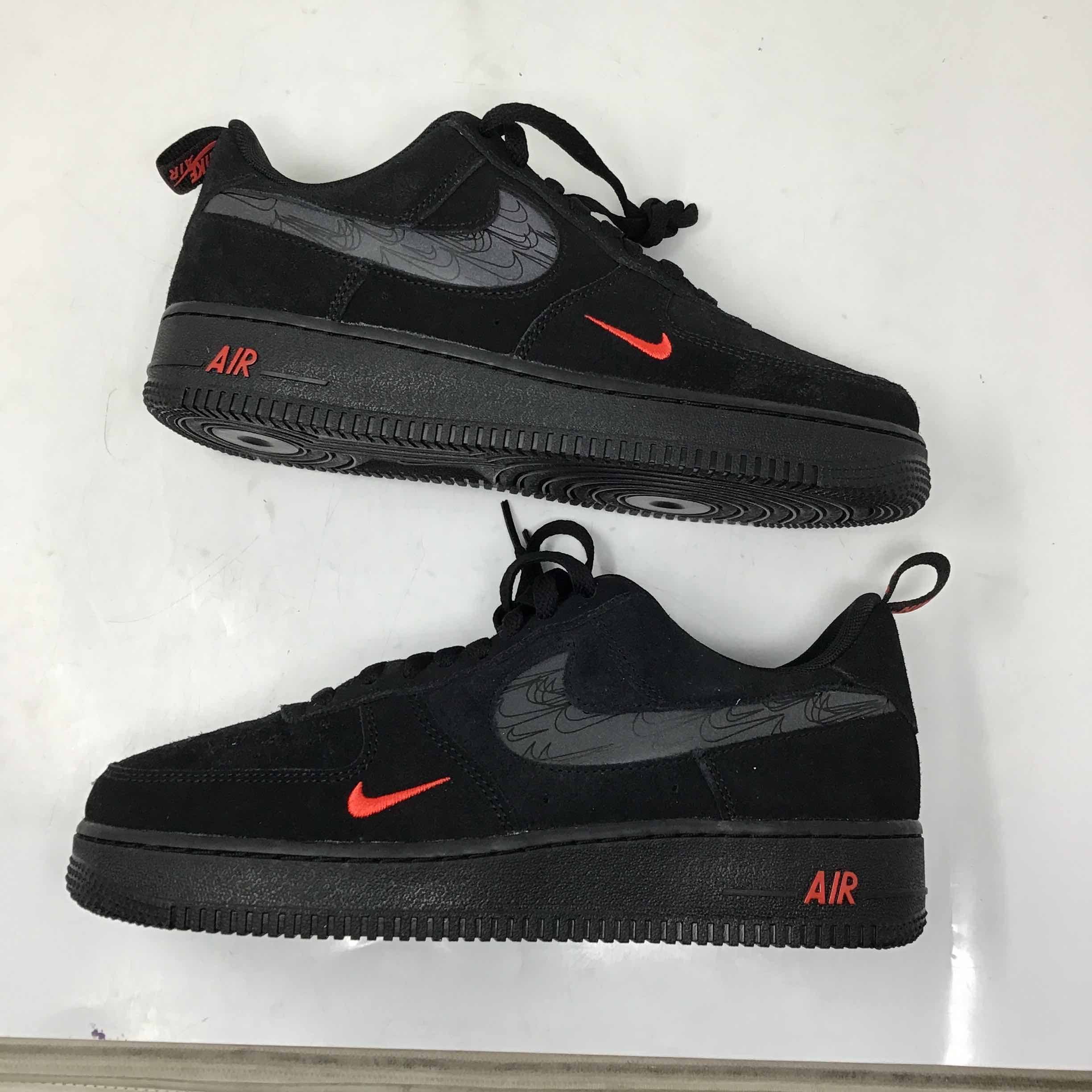 Nike Air Force 07 LV8 Reflective Swoosh Black Crimson