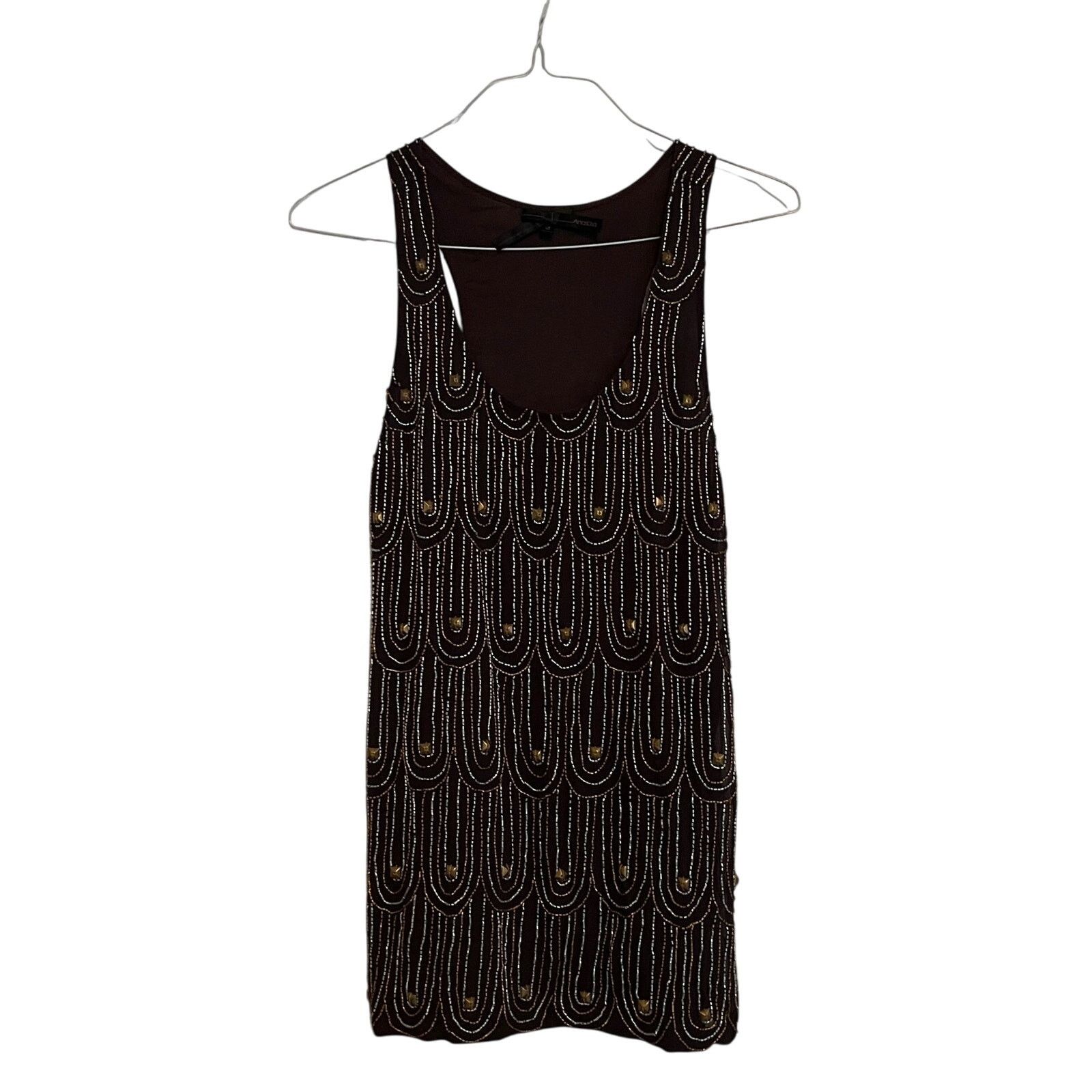 Other Anaikka Beaded Copper & Silver Coca Sleeveless Mini Dress Size XS / US 0-2 / IT 36-38 - 1 Thumbnail