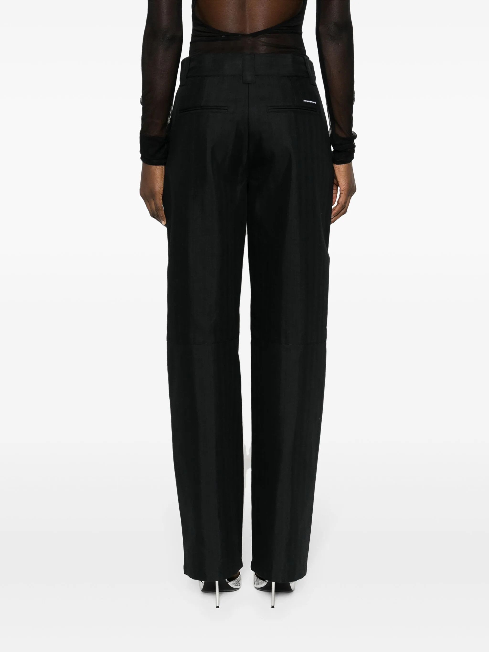 Alexander Wang o1s22i1n0225 Wide Leg Chevron Patterned Pant in Black Size 30" / US 8 / IT 44 - 4 Thumbnail
