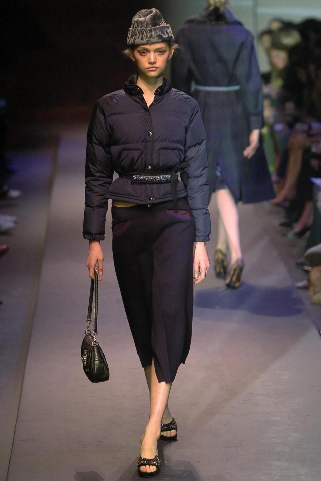 Other FW2004 Prada Runway Down Jacket Collar Mink Fur Crystal Size XS / US 0-2 / IT 36-38 - 2 Thumbnail