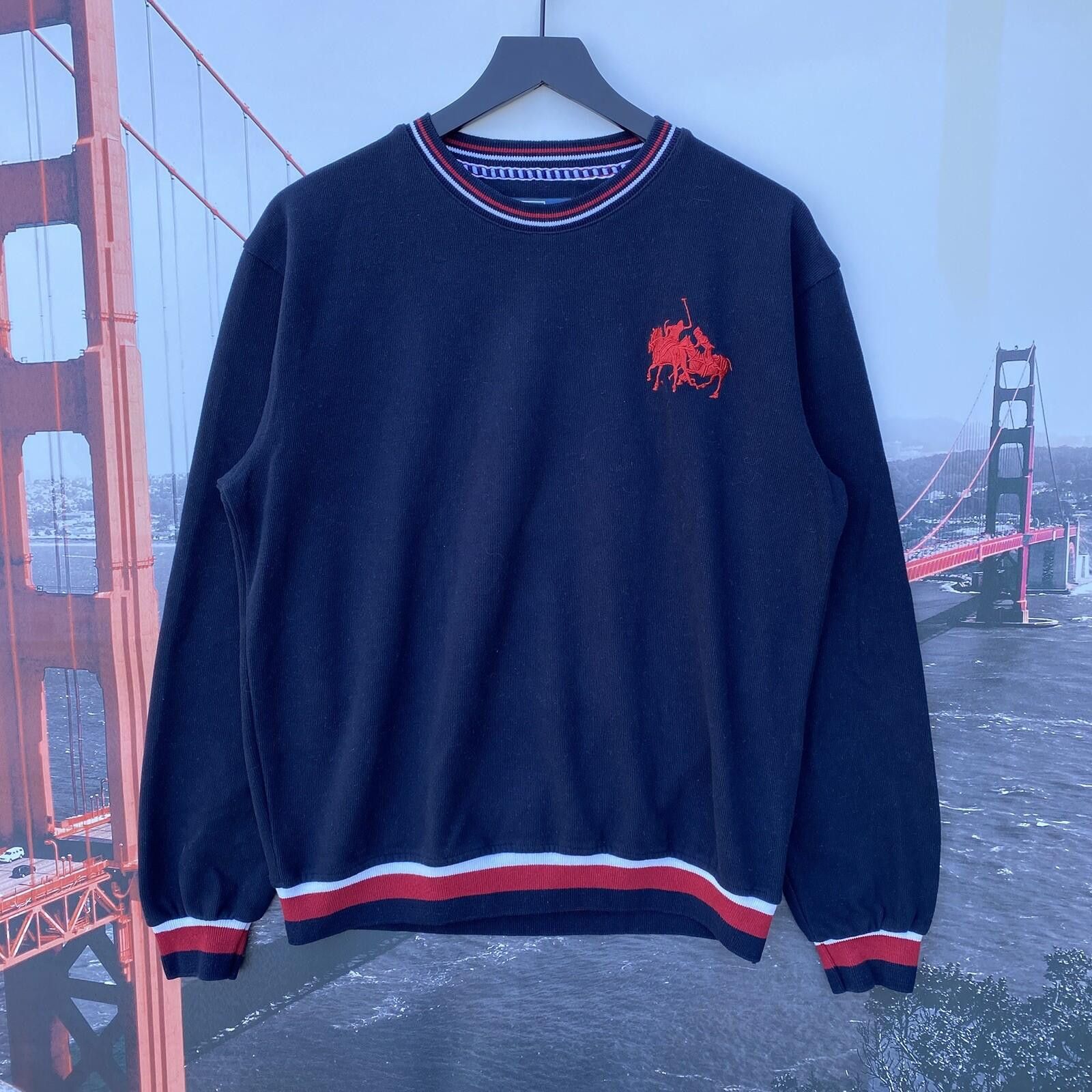 Polo Ralph Lauren VTG 90s Polo Ralph Lauren Blue Sweater Pony Mens M/L Striped Size US L / EU 52-54 / 3 - 1 Thumbnail