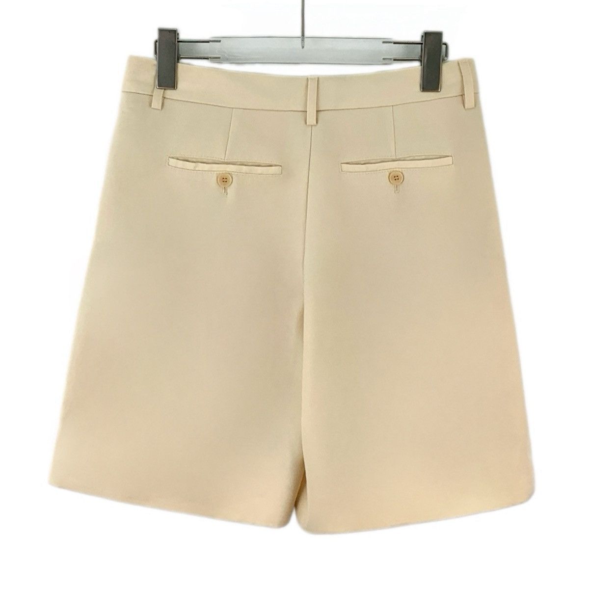 Burberry Burberry Beige TB Logo Wool Casual Shorts K26WX Size 26" / US 2 / IT 38 - 2 Thumbnail