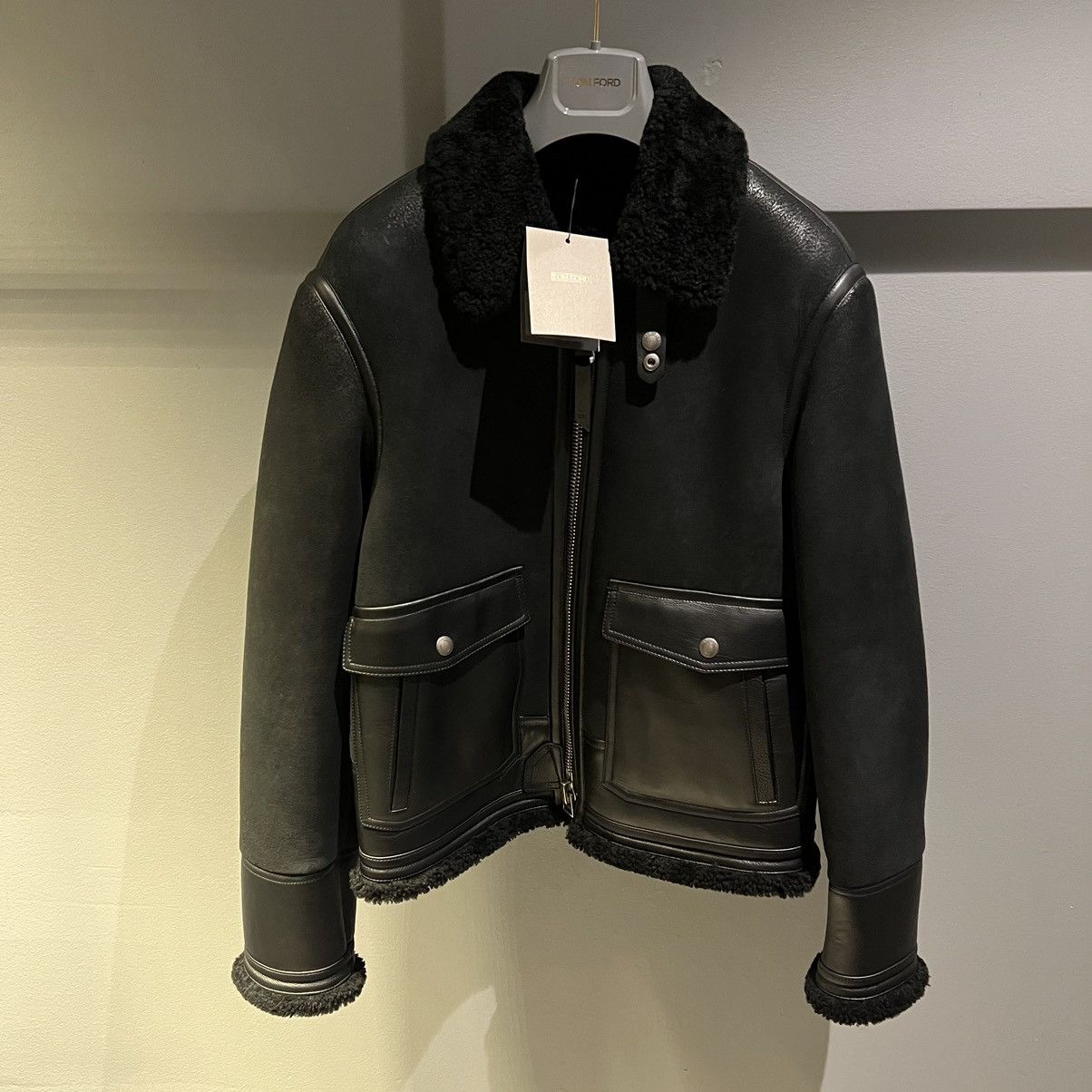 image of Tom Ford Shearling Jacket In All Sizes in Black, Men's (Size Medium)