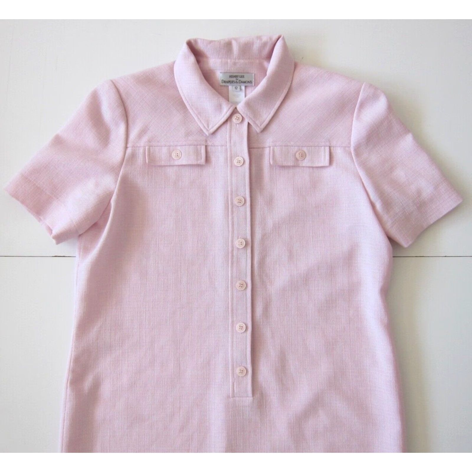 Vintage VINTAGE Henry Lee Draper's & Damon's Pink Collared Button Shift Shirt Dress 12 Size XL / US 12-14 / IT 48-50 - 3 Thumbnail