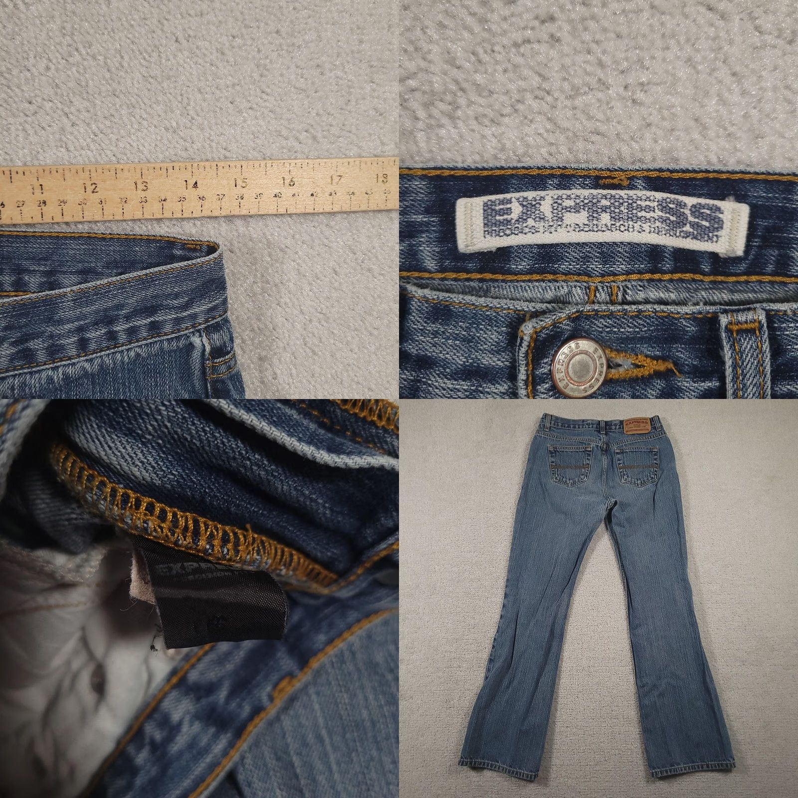 Express Express Jeans Womens 8 Blue Denim Bootcut Mid Rise Precision Fit R&D Patch Logo Shirt/Jeans Womens Medium Blue 90s/2000s Style Size 30" / US 8 / IT 44 - 8 Thumbnail